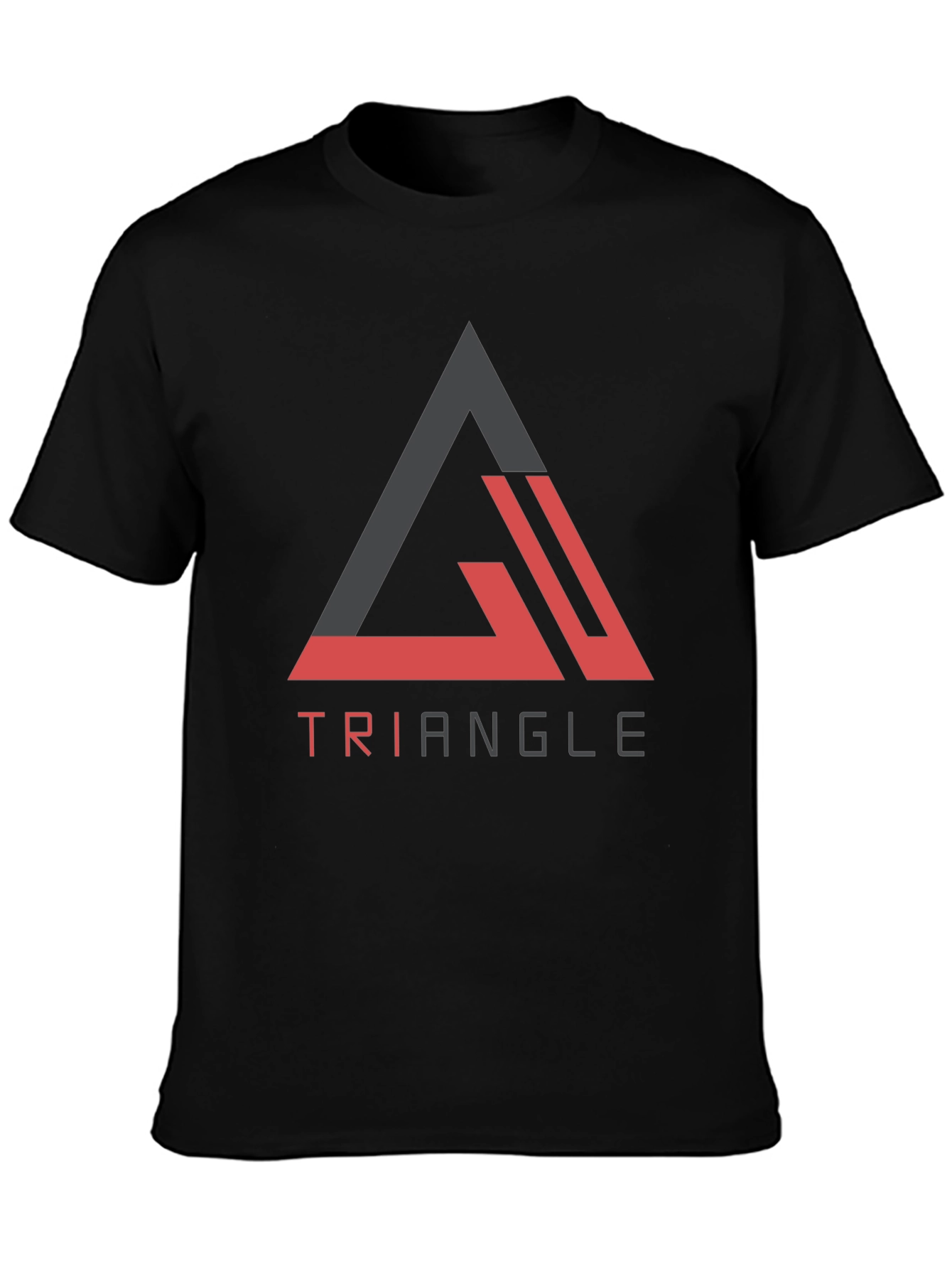 Black Triangle Graphic Tee - Modern Casual Black T-Shirt view 3