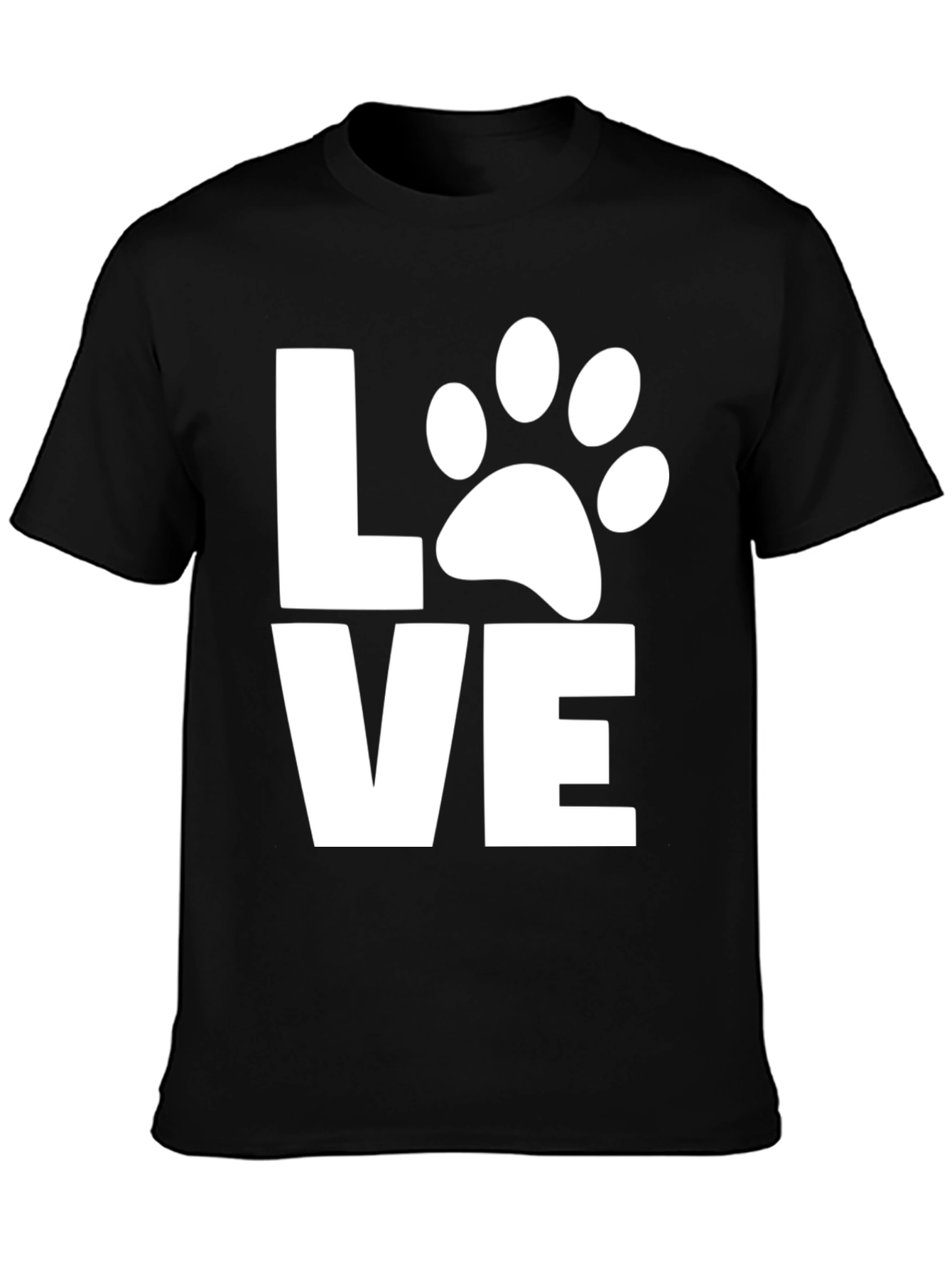 Black Love Dog Paw Print T-Shirt -  Unisex Black Tee view 3