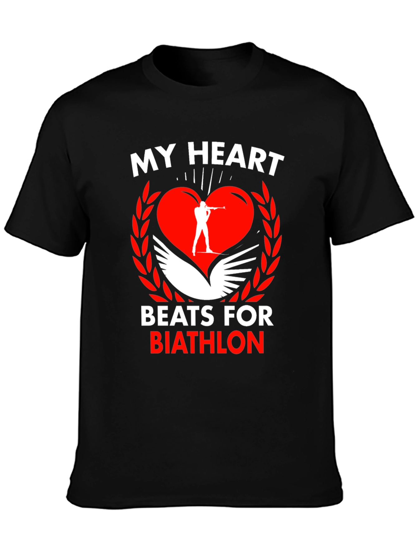 Black Biathlon Heartbeat T-Shirt view 3