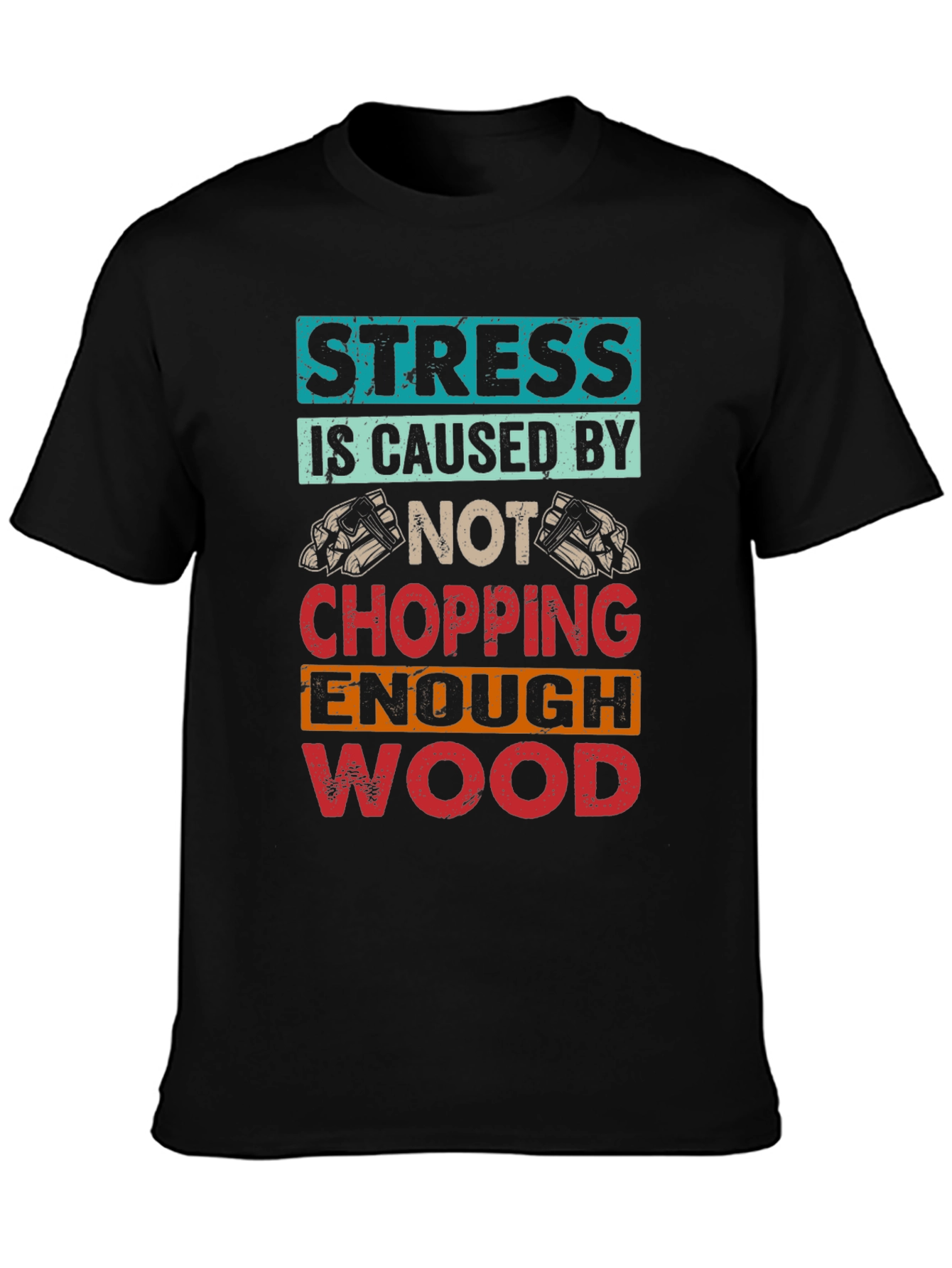 Black Stress Wood Chopping T-Shirt view 3