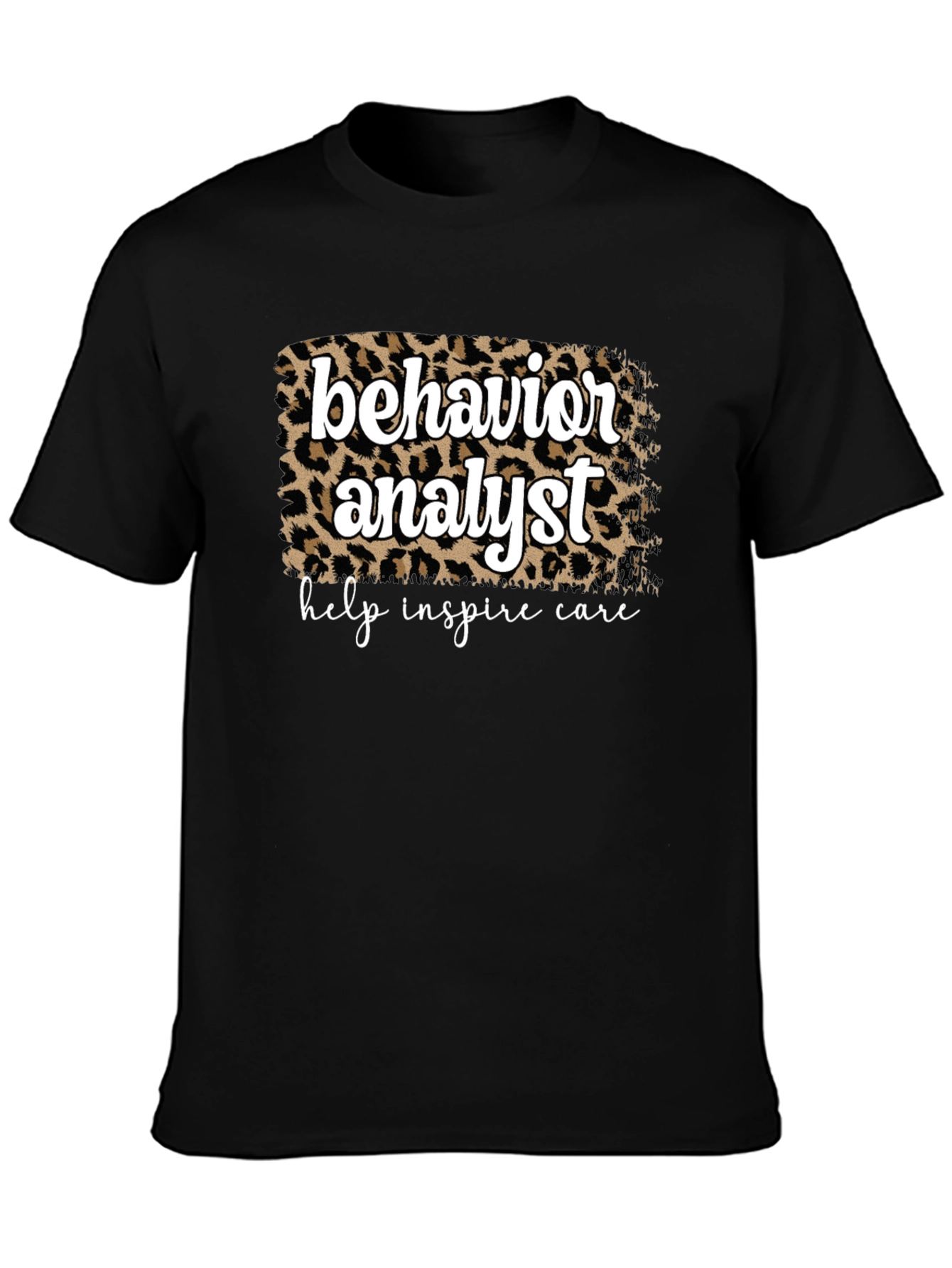 Black Behavior Analyst Leopard Print Graphic Tee view 3