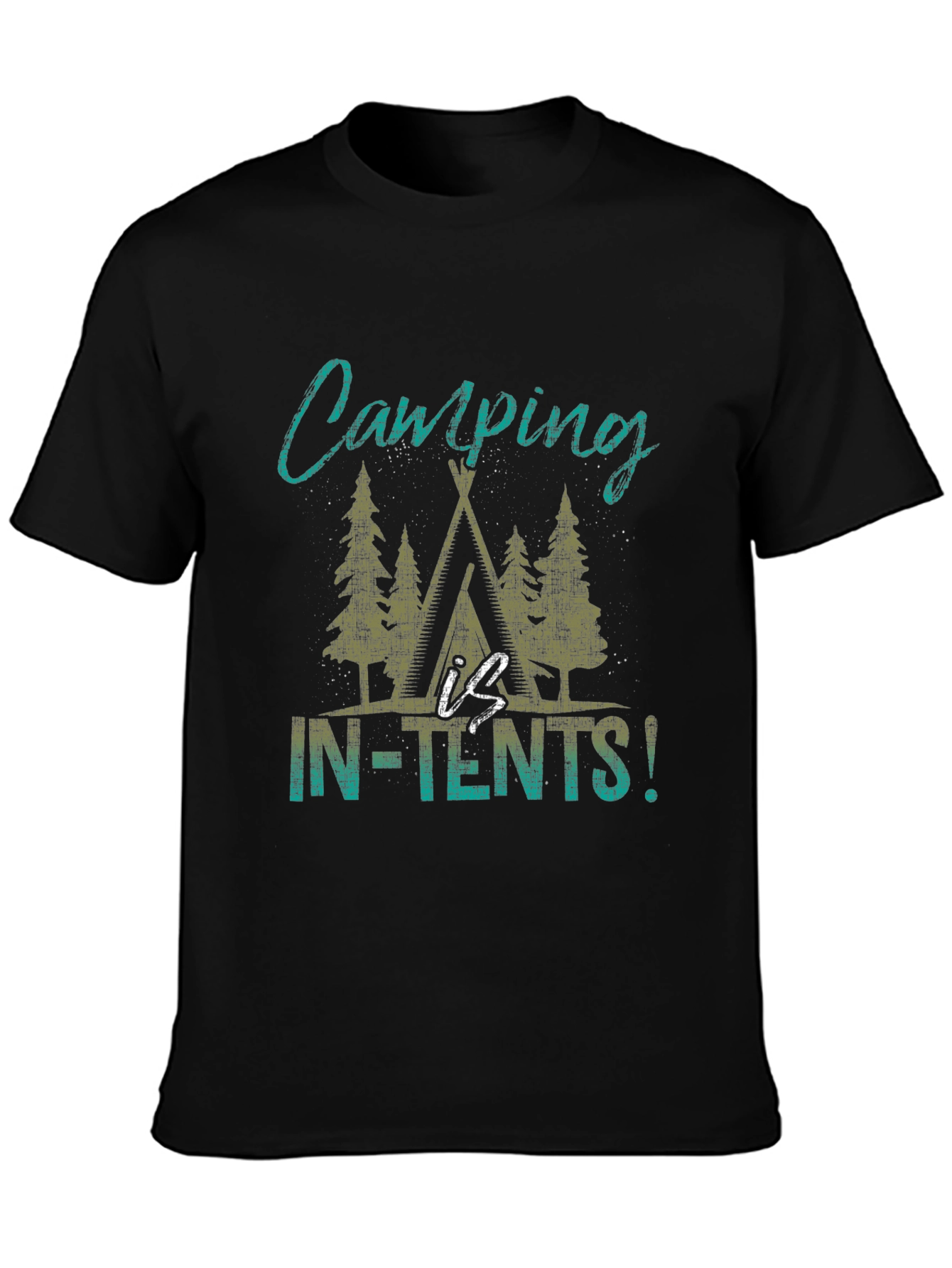 Black Camping In-Tents T-Shirt - Outdoor Adventure Tee view 3