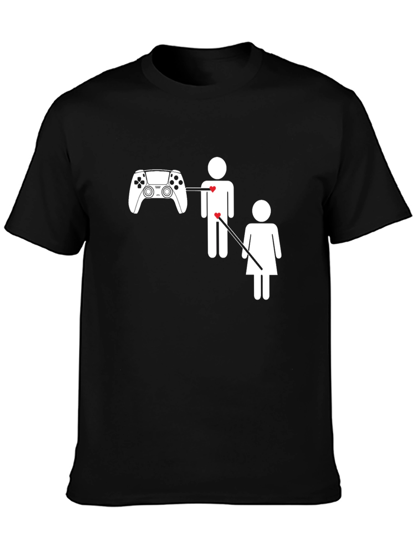Black Gamer's Heart T-Shirt - Black Cotton Tee view 3