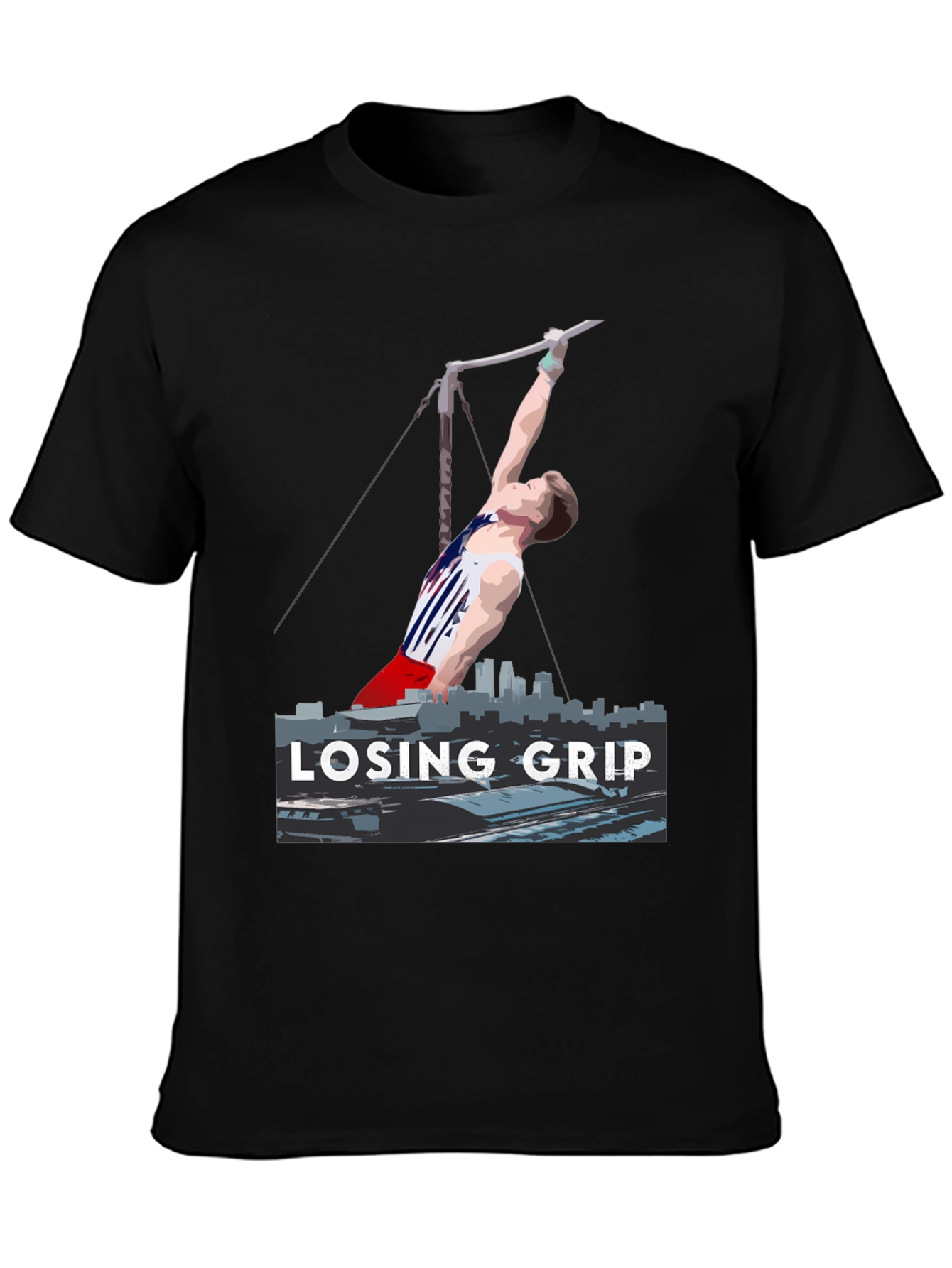 Black Losing Grip Gymnast Graphic T-Shirt view 3