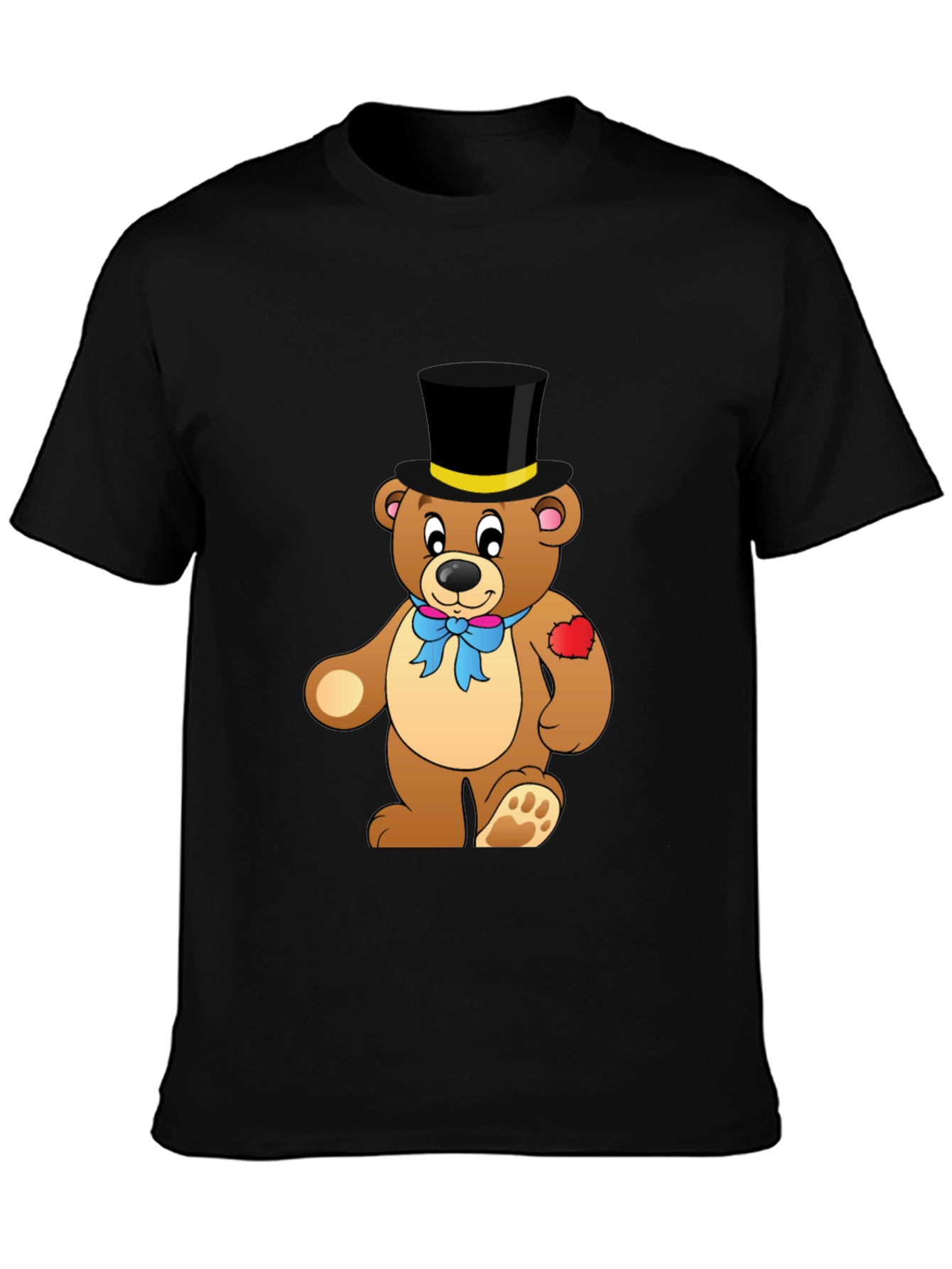 Black Teddy Bear Top Hat T-Shirt view 3