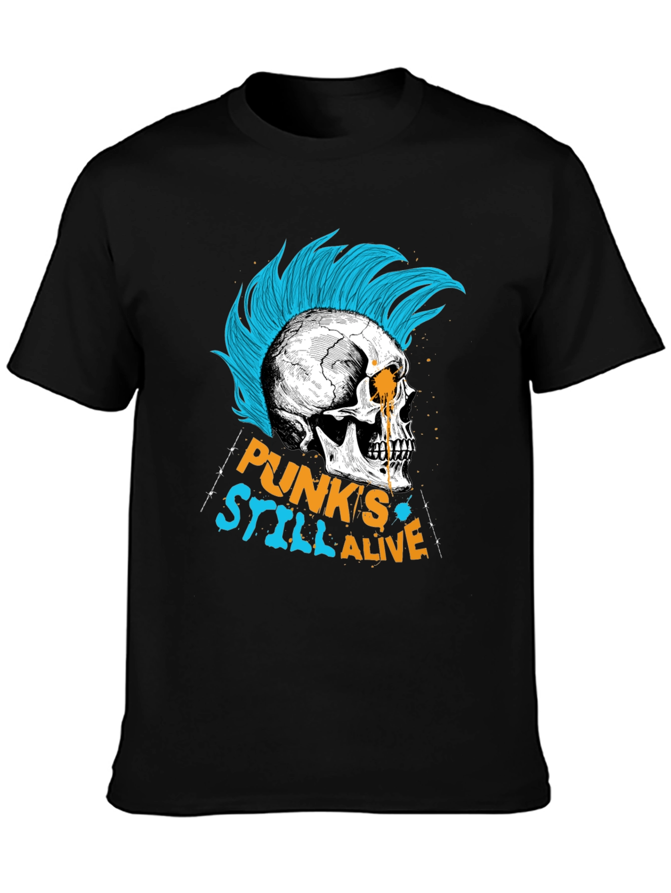 Black Punk's Still Alive Graphic Tee - Skull Design view 3