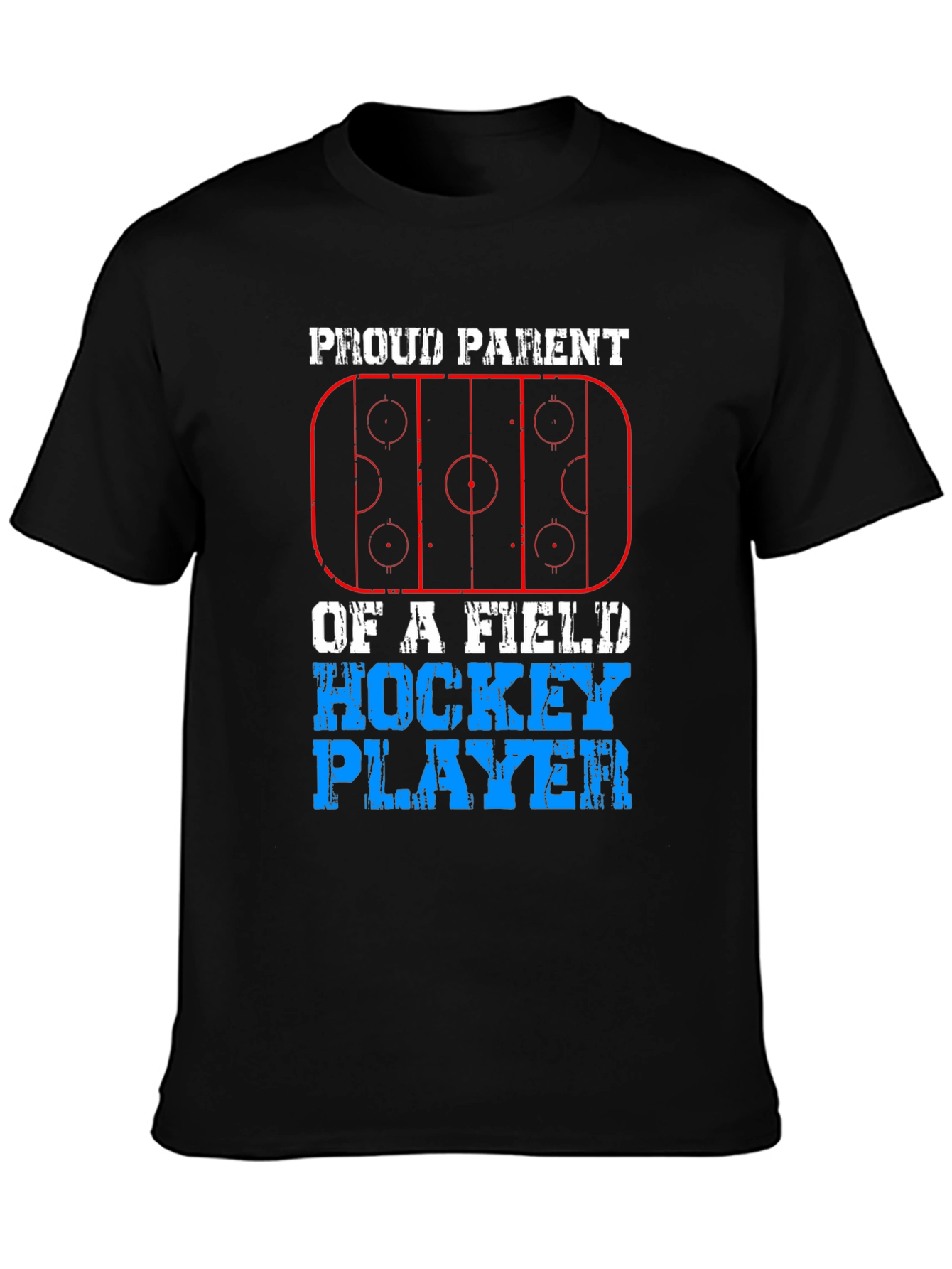 Black Proud Parent Field Hockey Player Black T-Shirt view 3