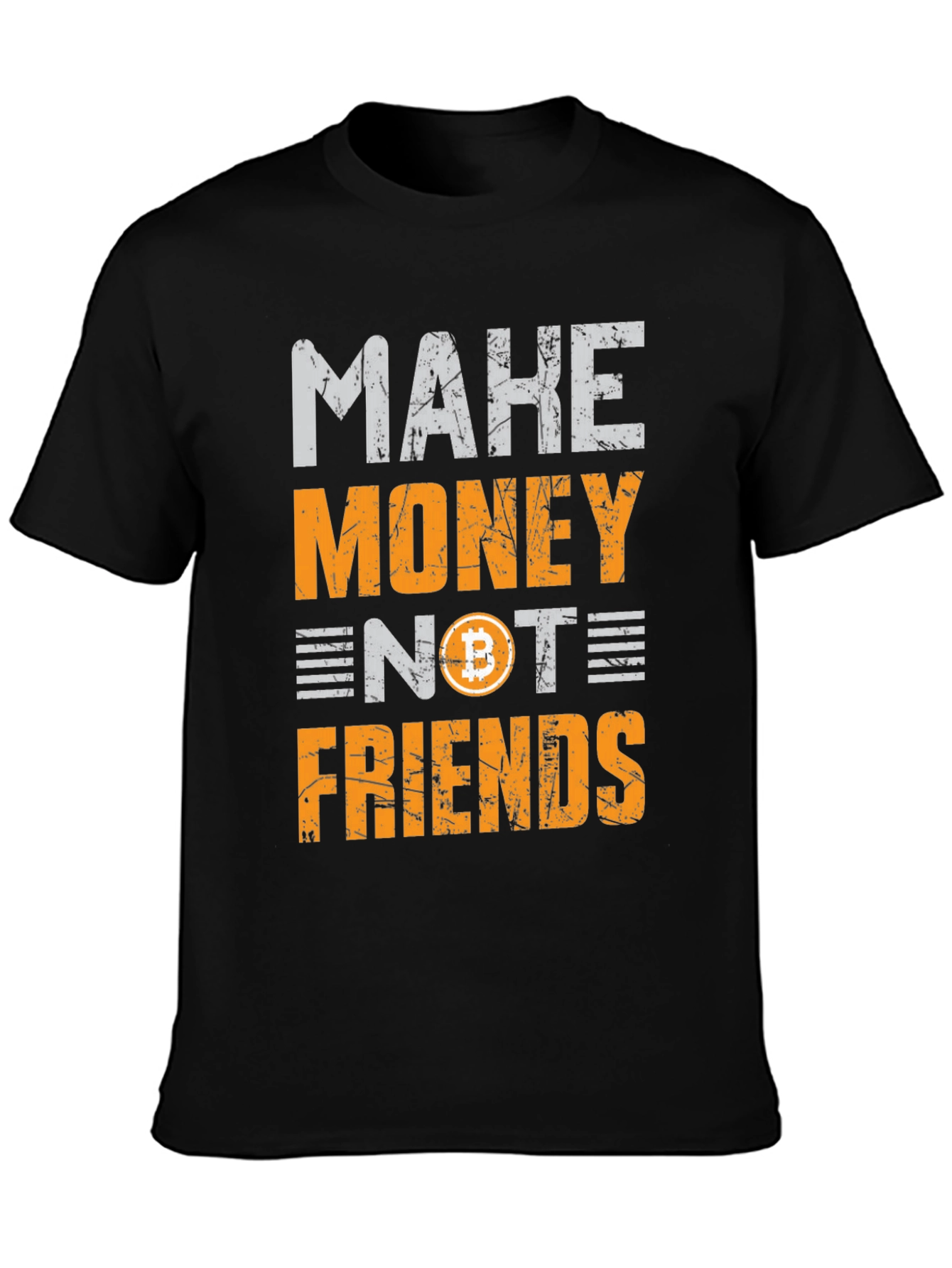 Black Make Money Not Friends Bitcoin Black T-Shirt view 3