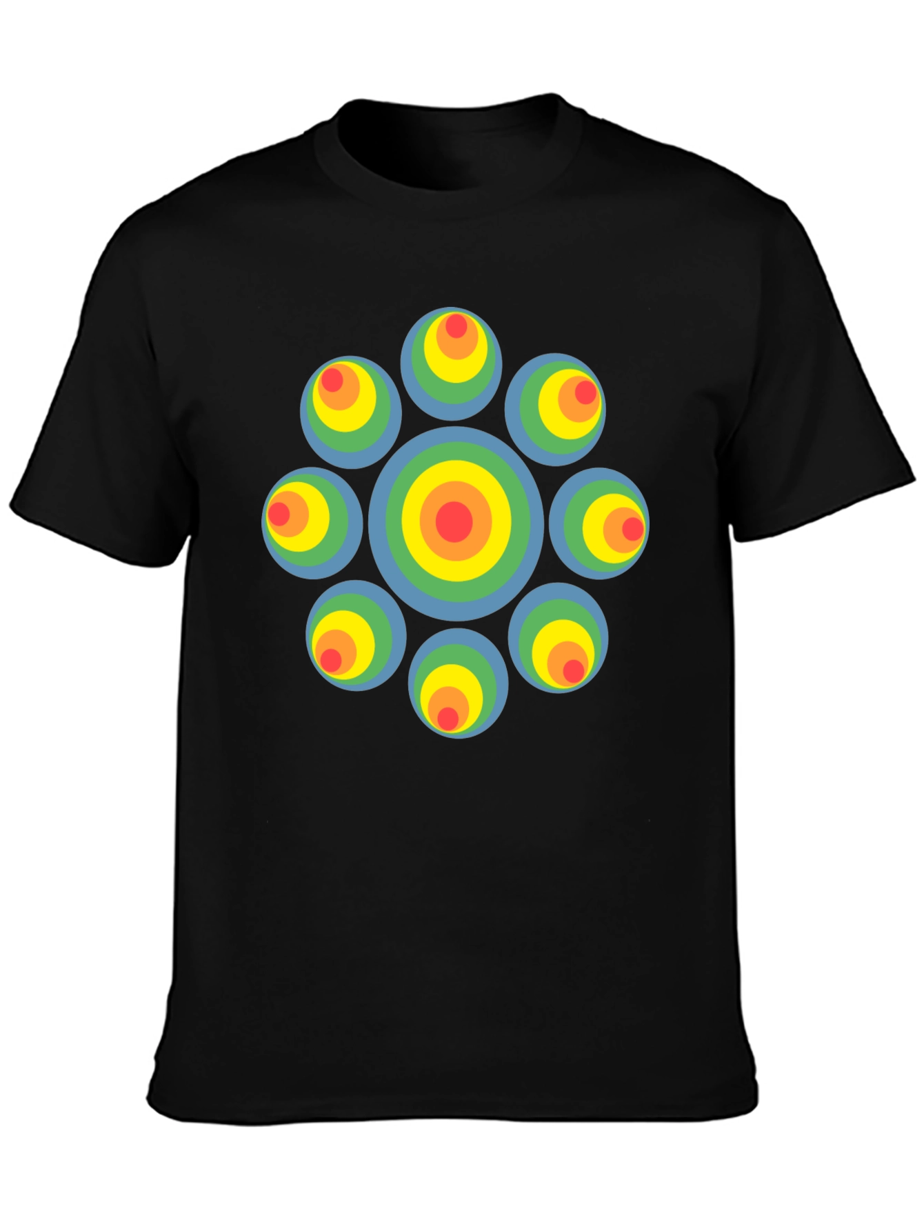 Black Retro Circle Graphic Black T-Shirt - Unique Design view 3