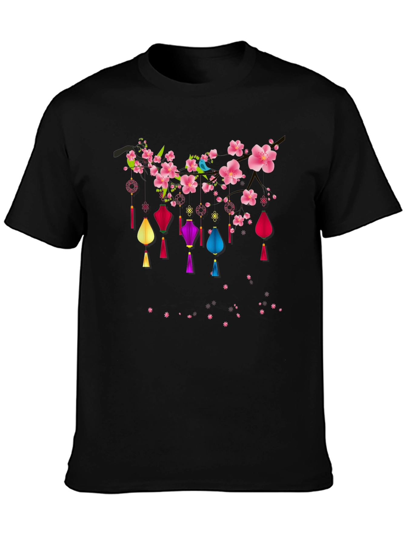 Black Floral Lantern Graphic Tee - Black view 3