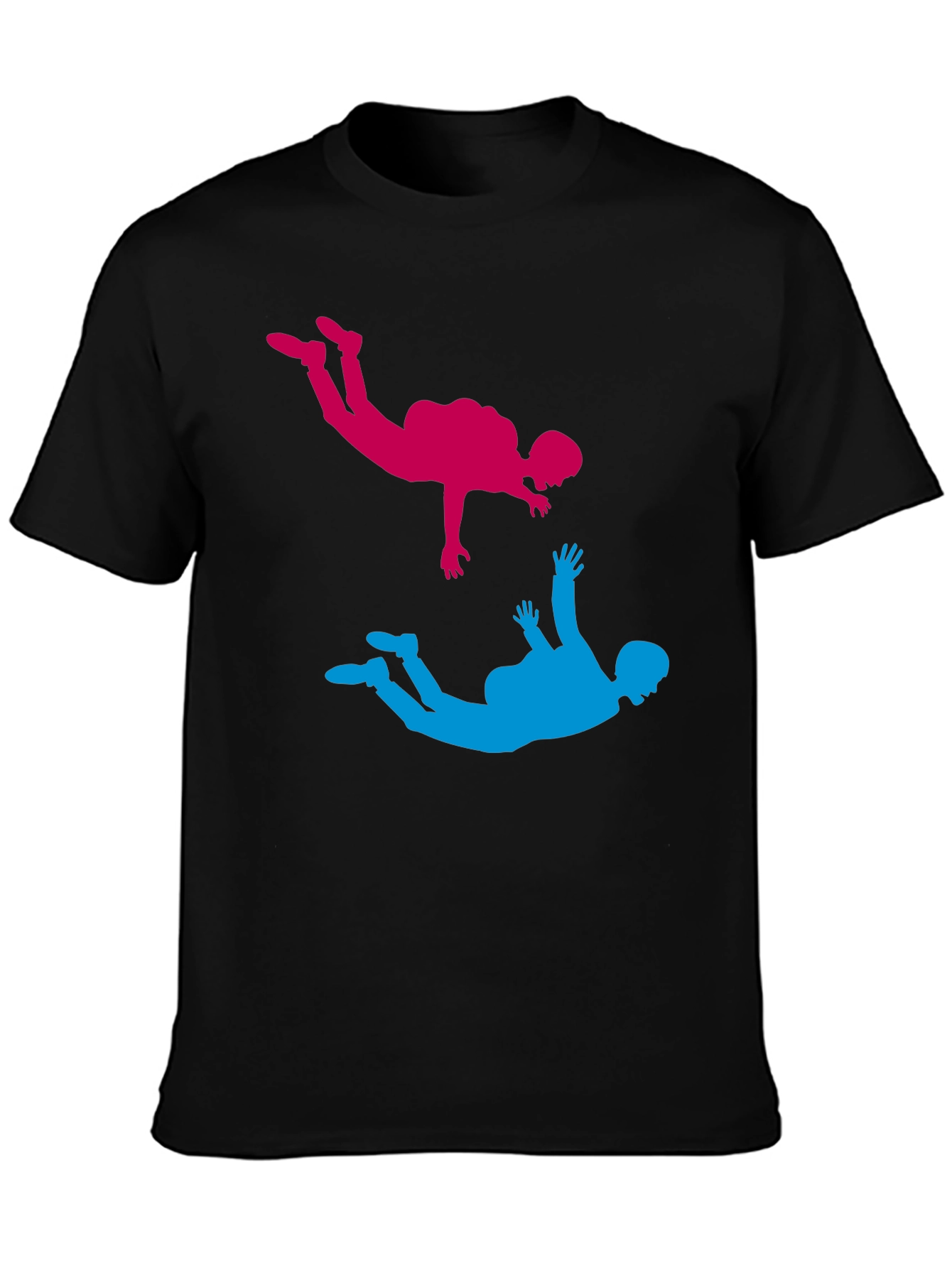 Black Skydiving Silhouette Graphic Tee - Black Cotton Blend view 3