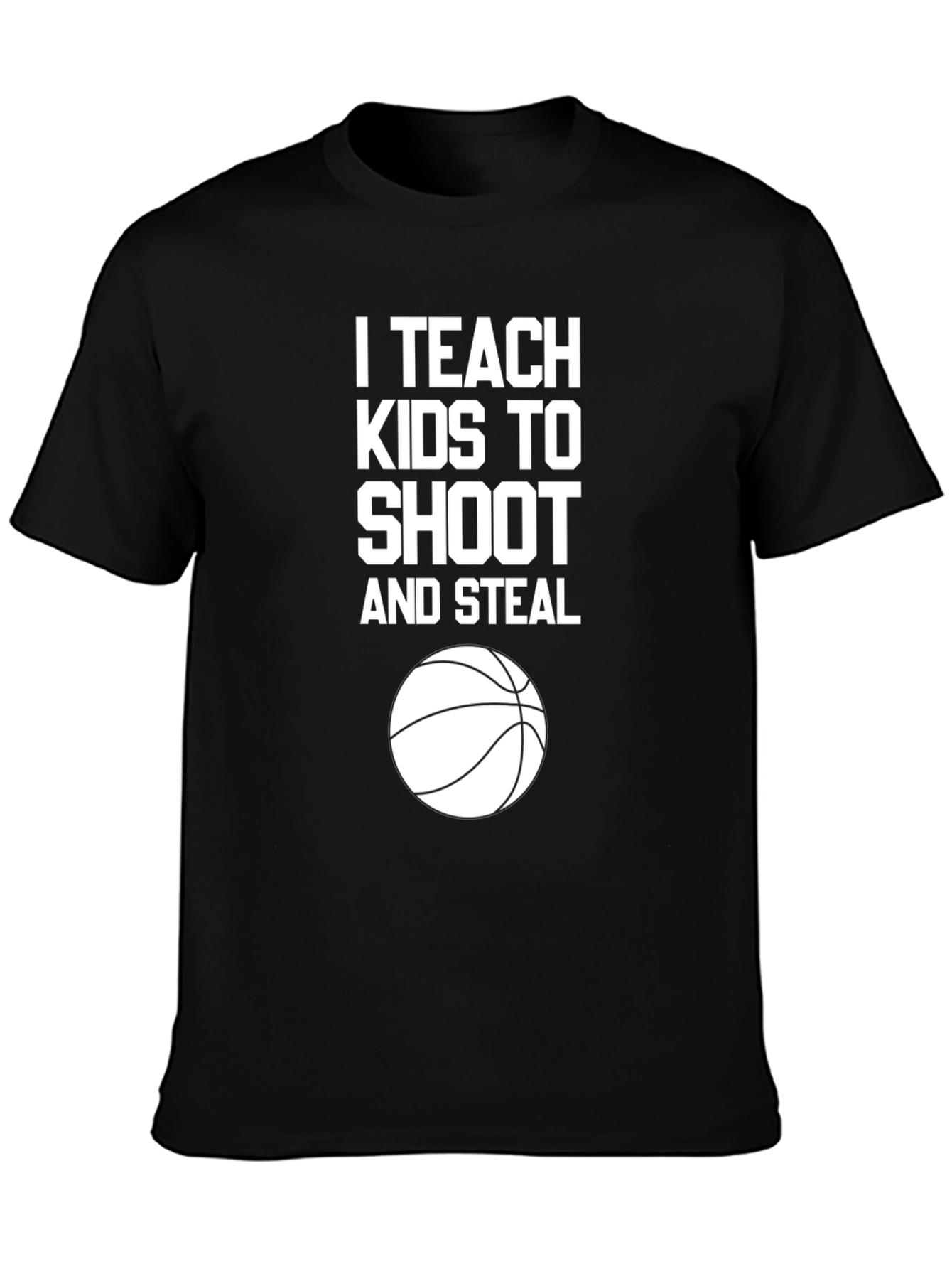 Black I Teach Kids to Shoot and Steal T-Shirt - Basketball Coach Tee view 3