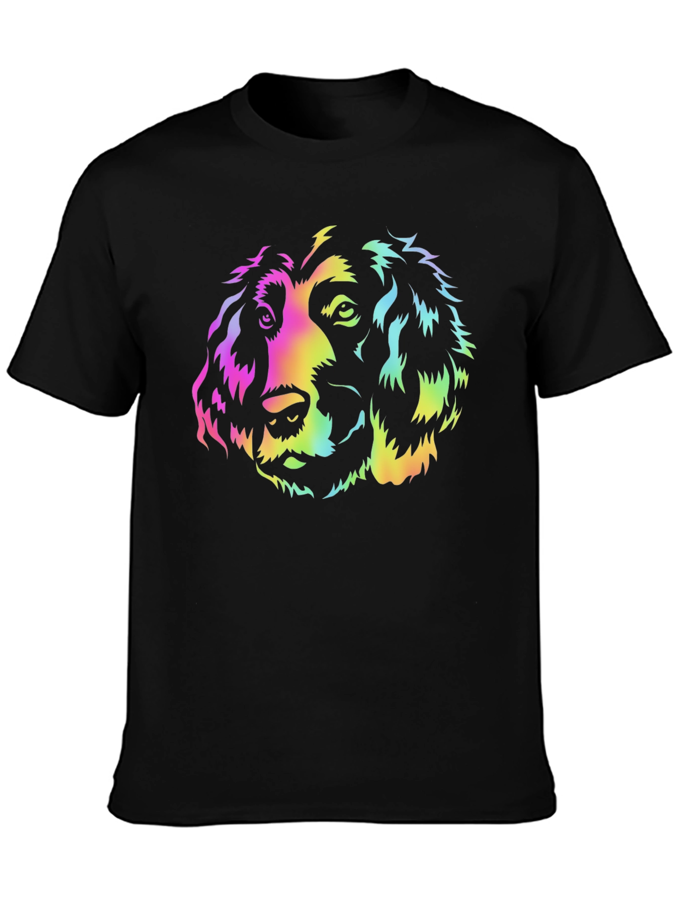 Black Rainbow Dog Graphic Black T-Shirt view 3