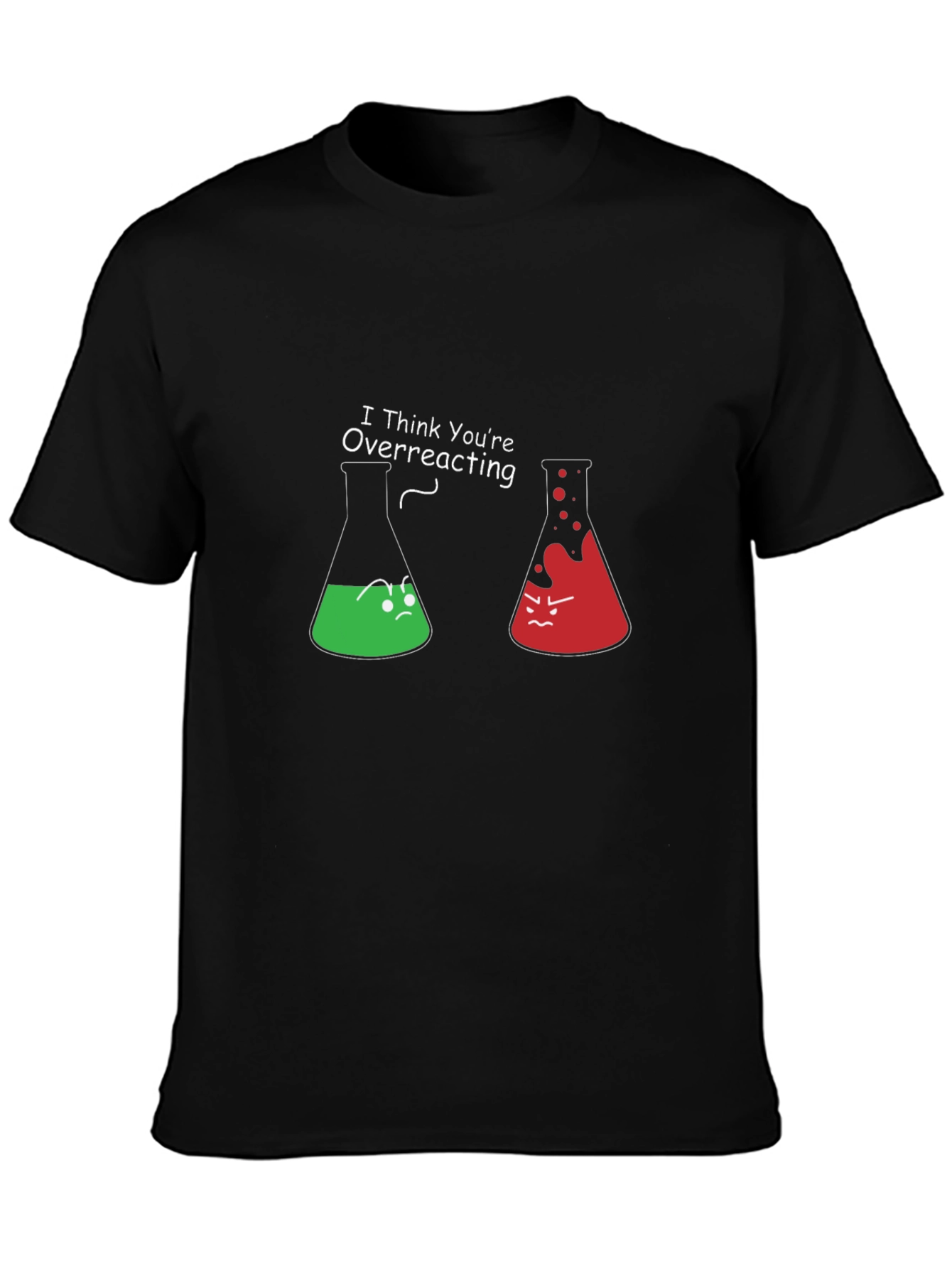 Black Funny Chemistry T-Shirt - I Think You're Overreacting view 3