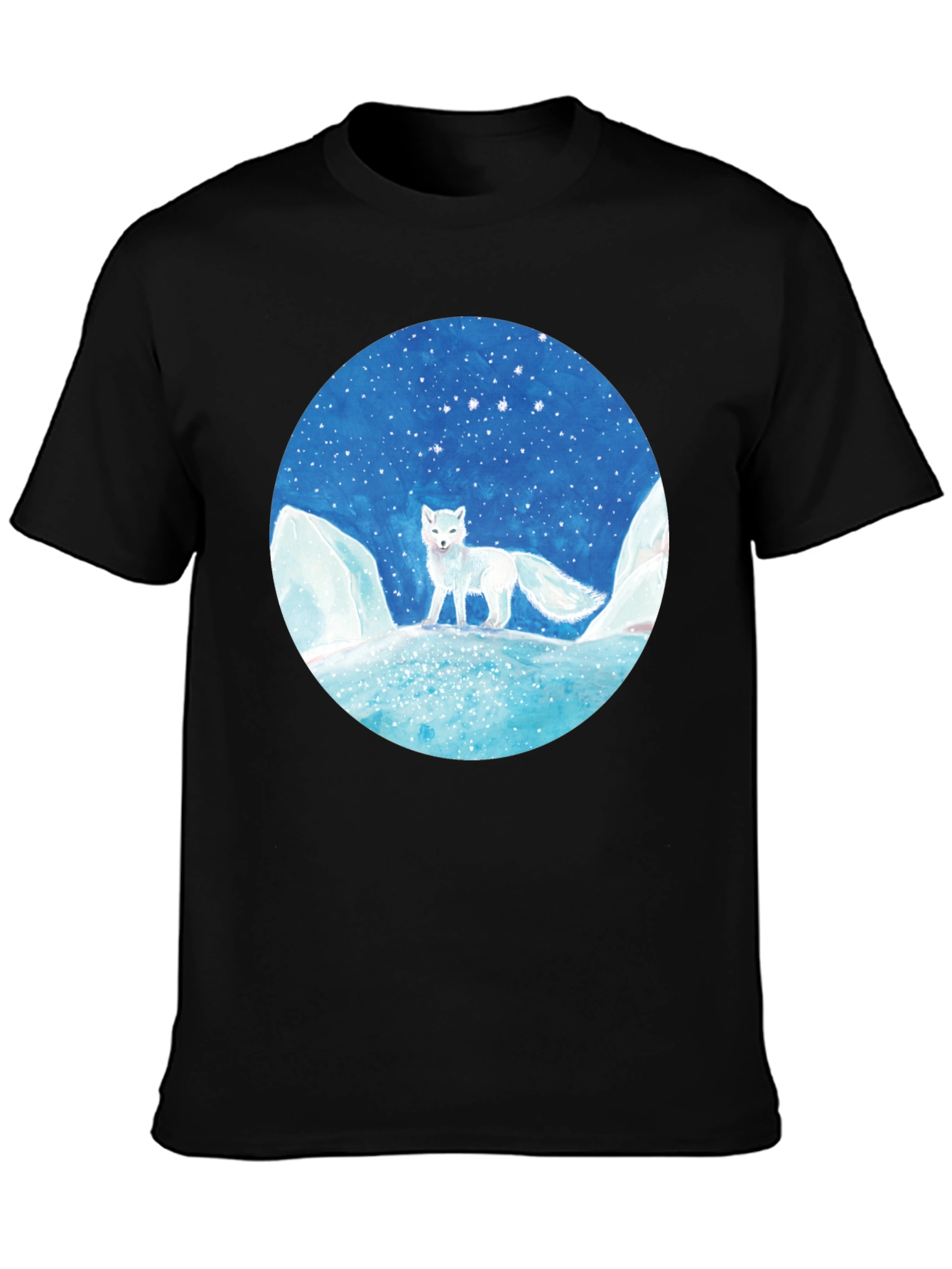 Black Arctic Fox Graphic Tee - Unisex Black T-Shirt view 3