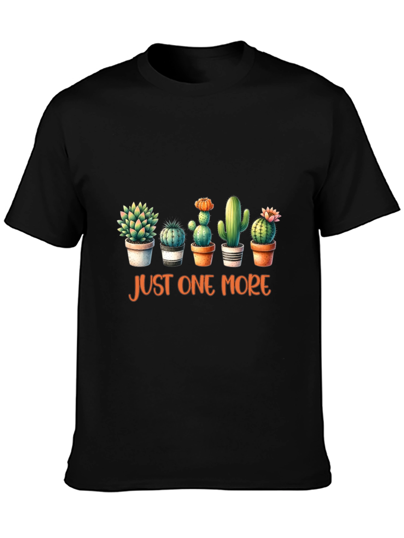 Black Cactus Lover Tee: Just One More Plant T-Shirt view 3