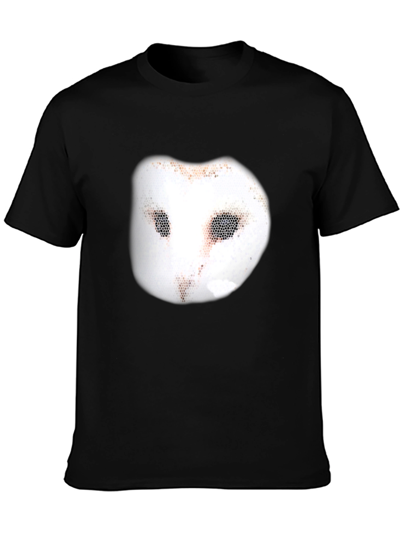 Black Unique Owl Mask Graphic Tee - Casual Black T-Shirt view 3