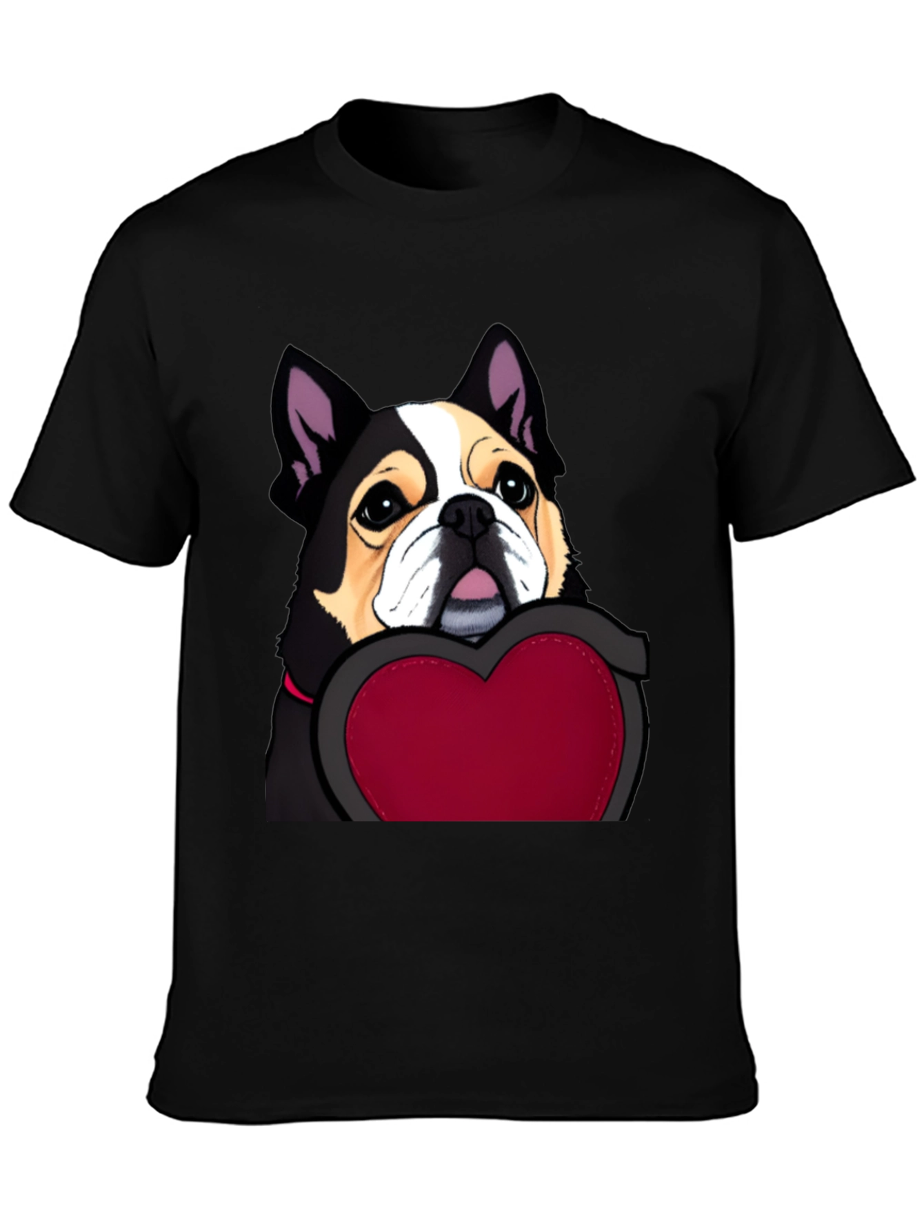 Black Dog with Heart Graphic Tee view 3