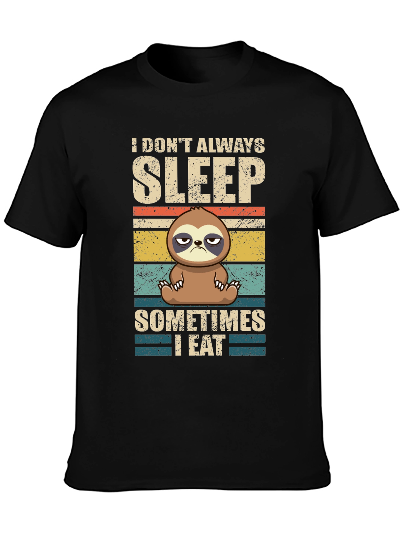 Black Funny Sloth T-Shirt - I Don't Always Sleep view 3