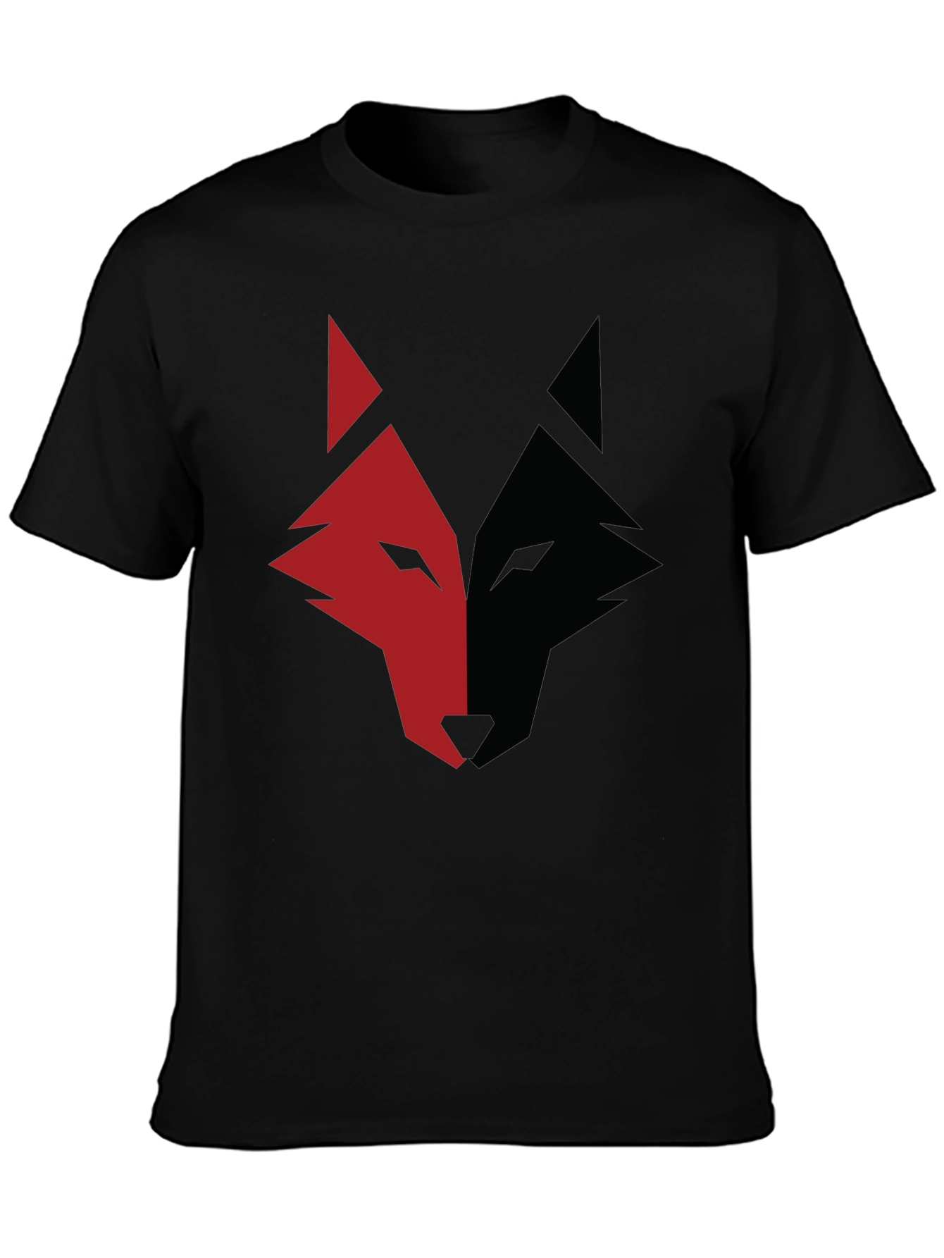 Black Red and Black Wolf Graphic Print T-Shirt view 3