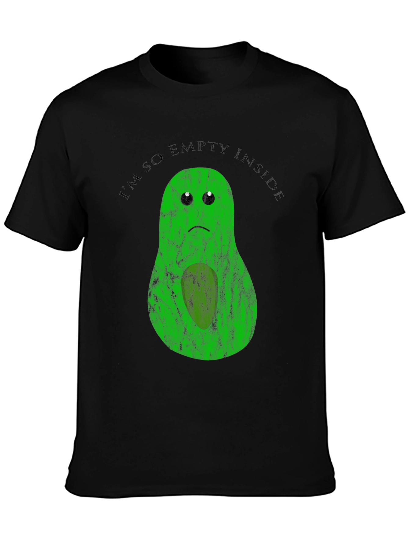 Black Sad Avocado T-Shirt - Empty Inside Graphic Tee view 3