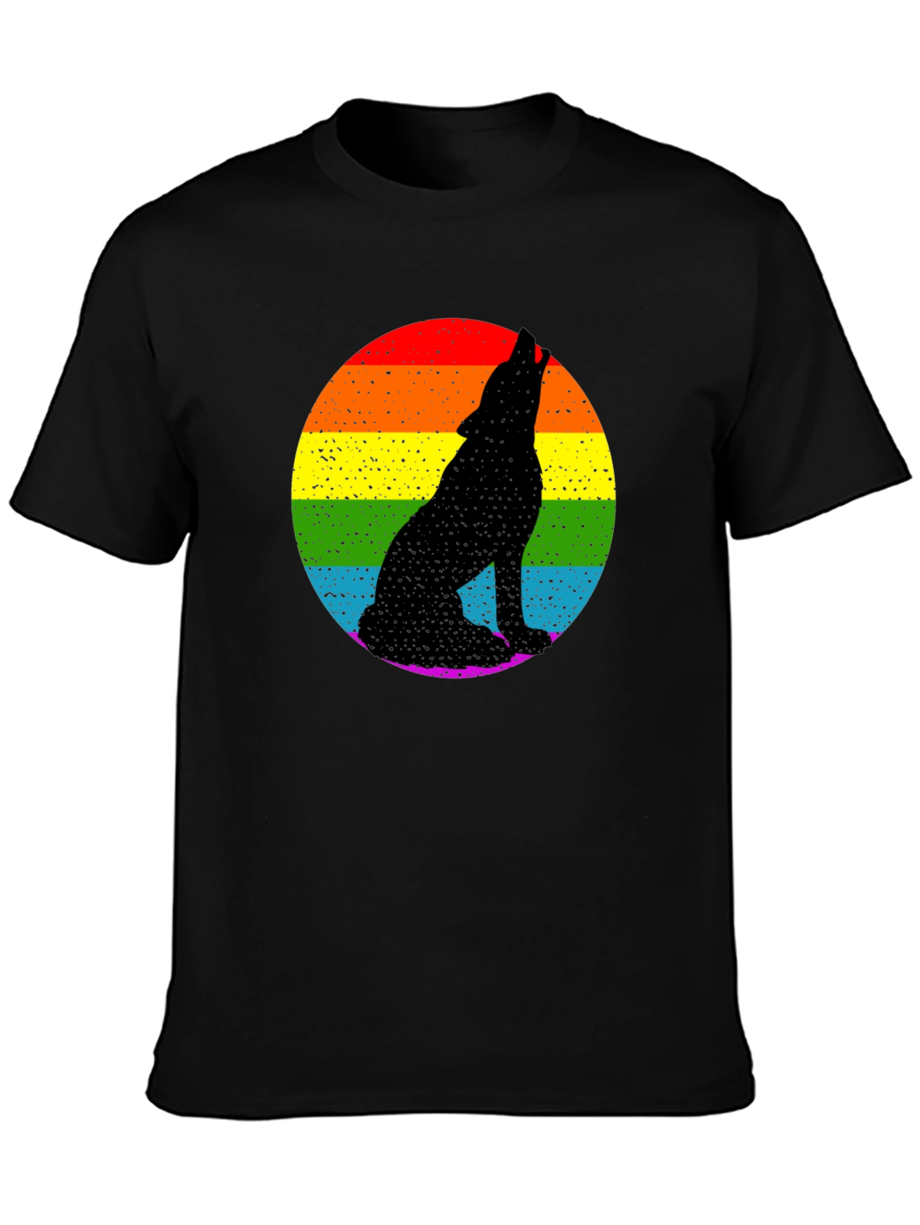 Black Rainbow Wolf Graphic Tee - Black Pride T-Shirt view 3