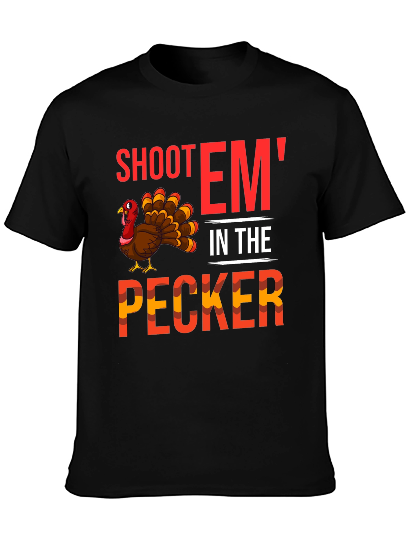 Black Shoot 'Em In The Pecker Turkey Graphic Tee view 3