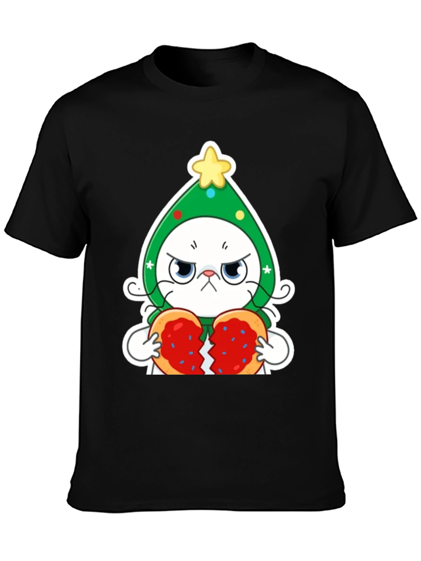 Black Grumpy Christmas Cat Unisex T-Shirt view 3