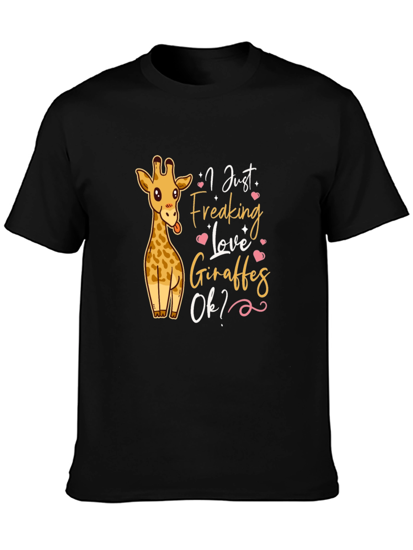 Black I Just Freaking Love Giraffes T-Shirt view 3