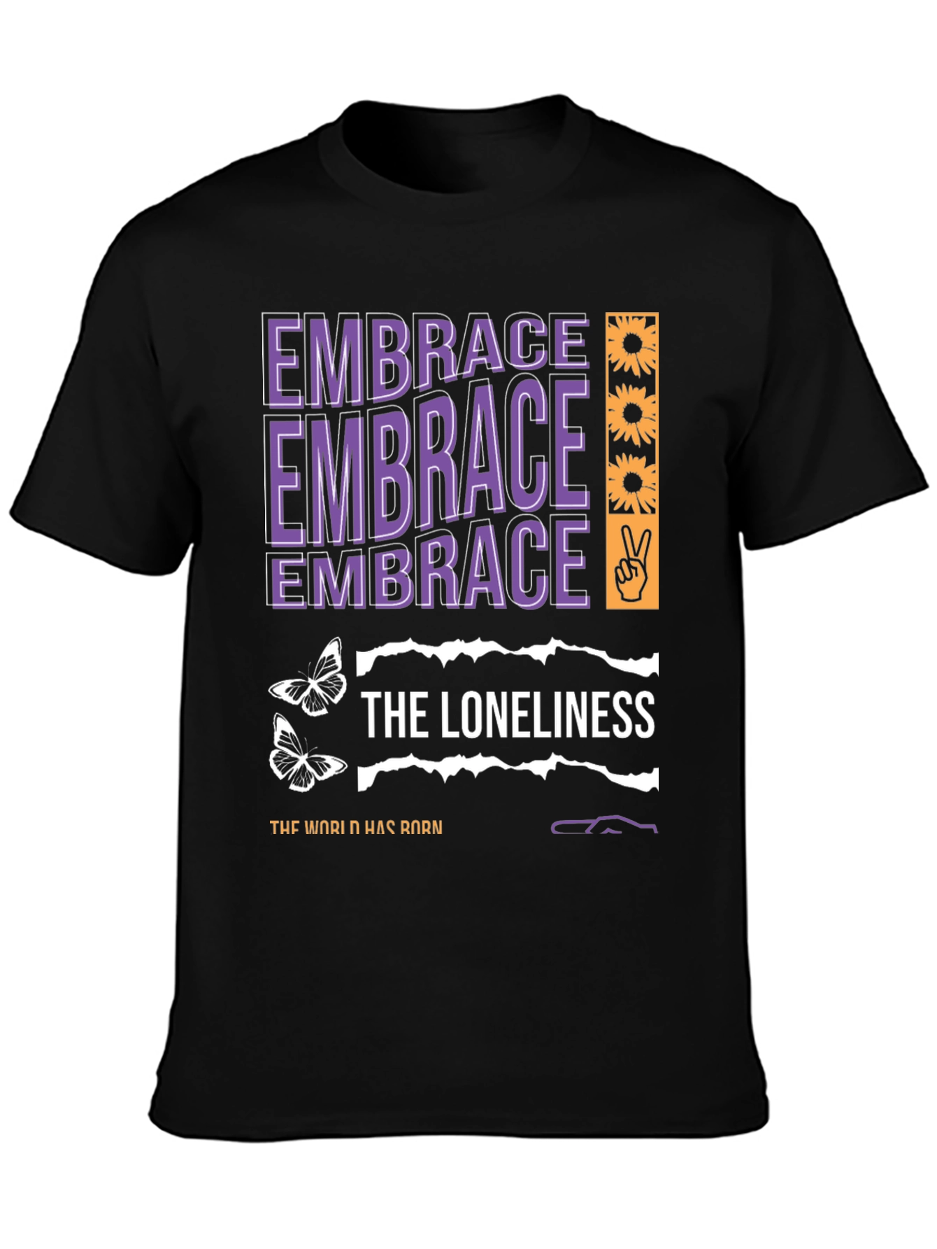 Black Embrace Loneliness Graphic Tee view 3