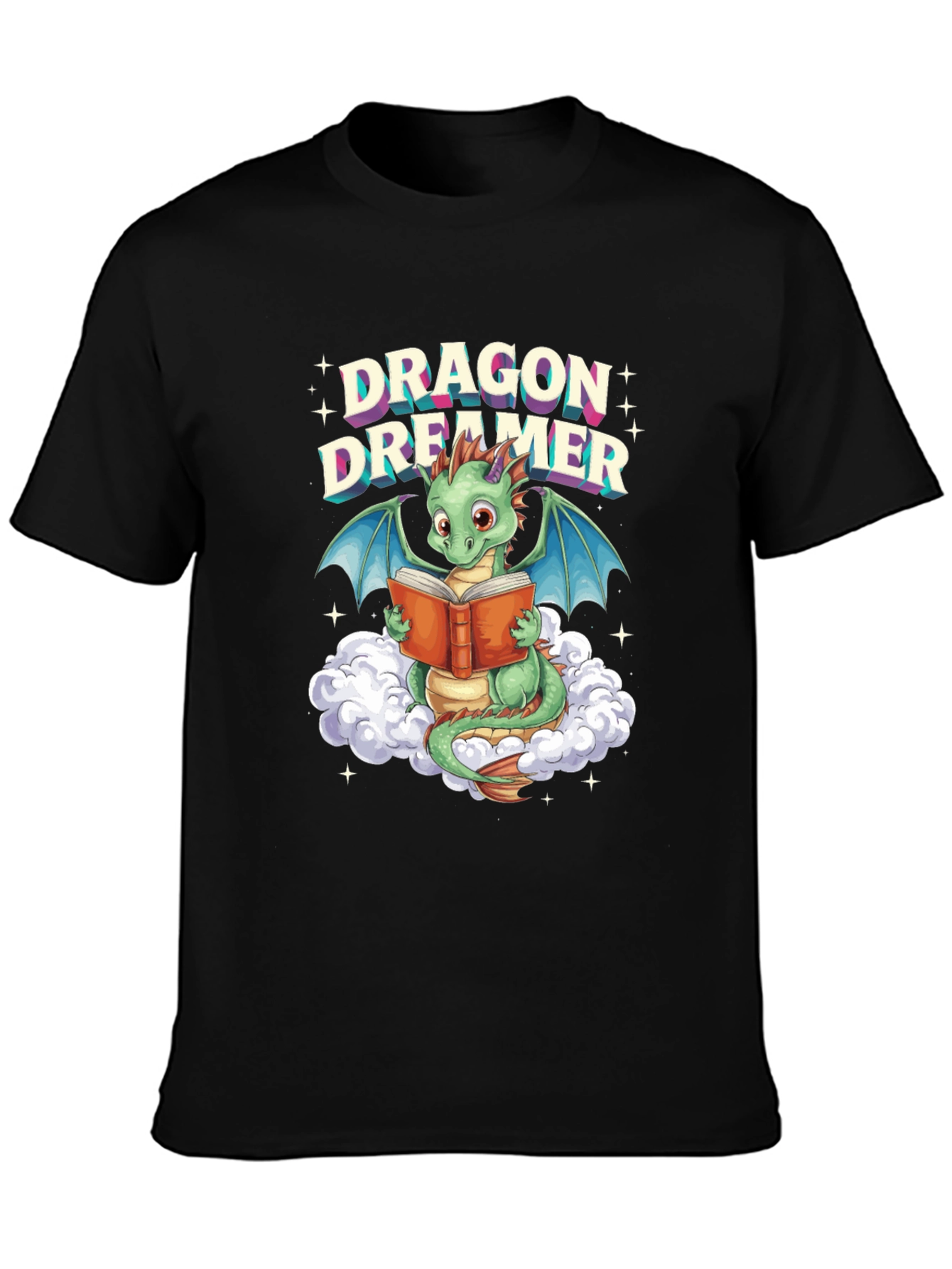 Black Dragon Dreamer T-Shirt - Book Lover Fantasy Tee view 3