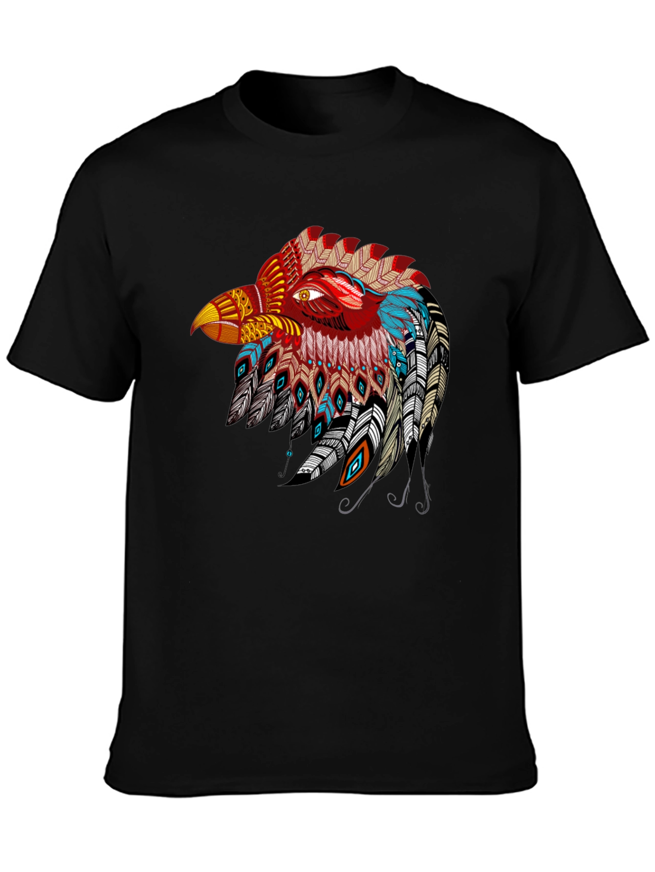 Black Tribal Eagle Graphic Black T-Shirt view 3