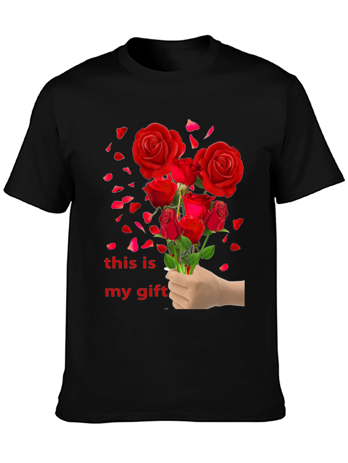 Black Red Roses Gift T-Shirt view 3