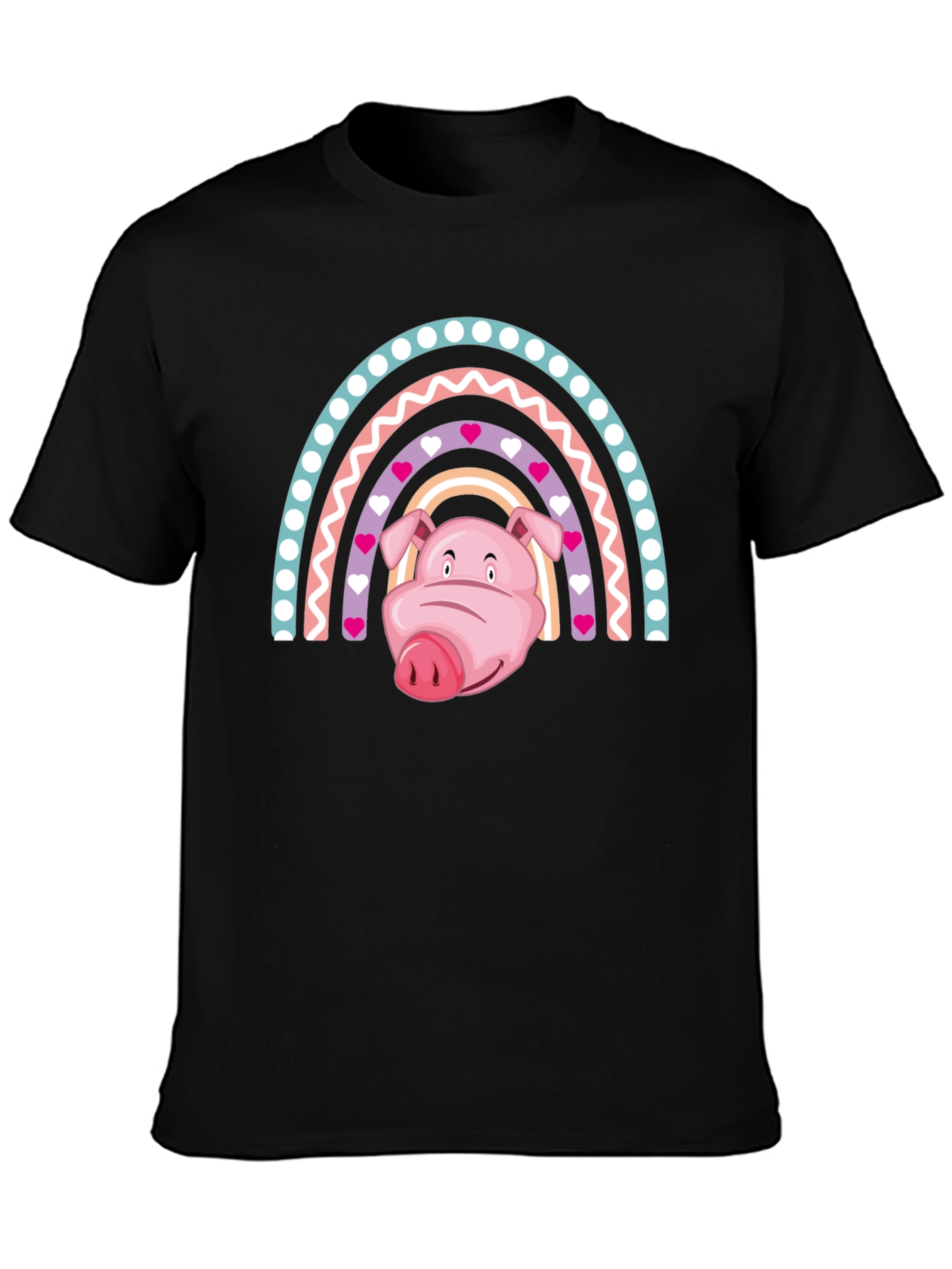 Black Rainbow Pig Graphic Tee view 3