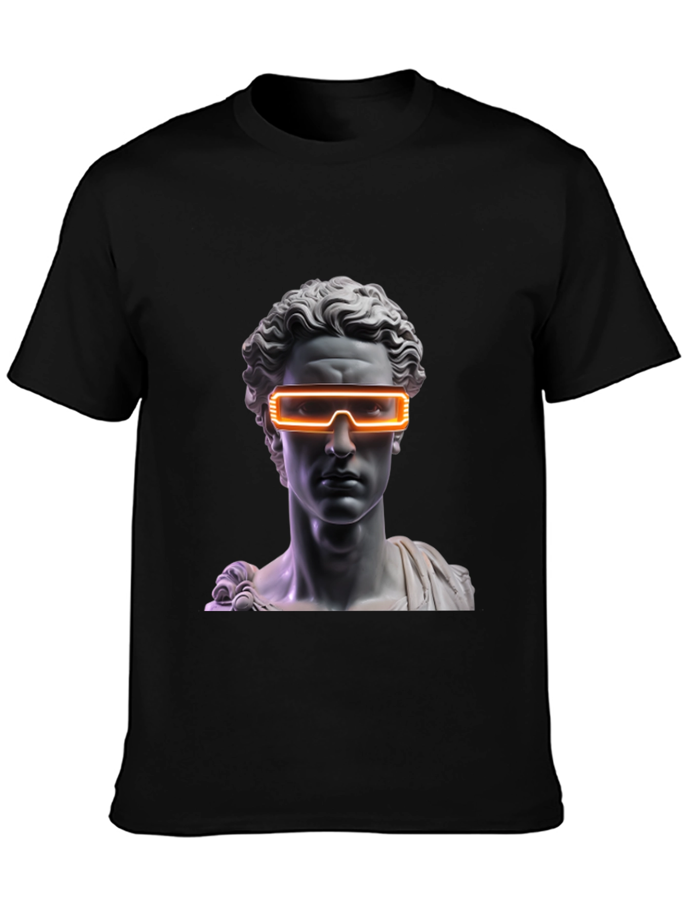 Black Neon Statue Graphic Tee - Modern Art T-Shirt view 3