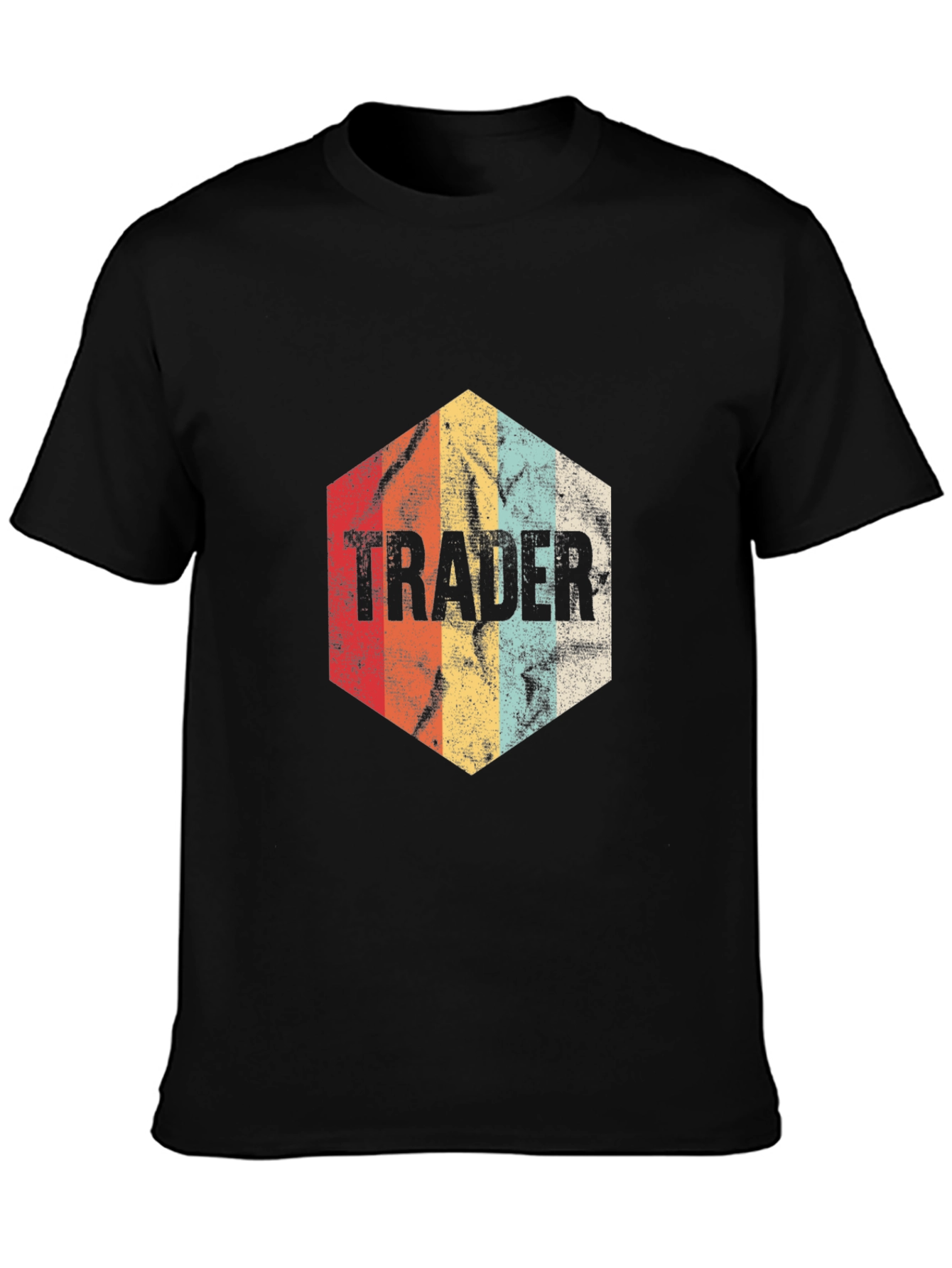 Black Vintage Trader T-Shirt - Retro Investment Style view 3