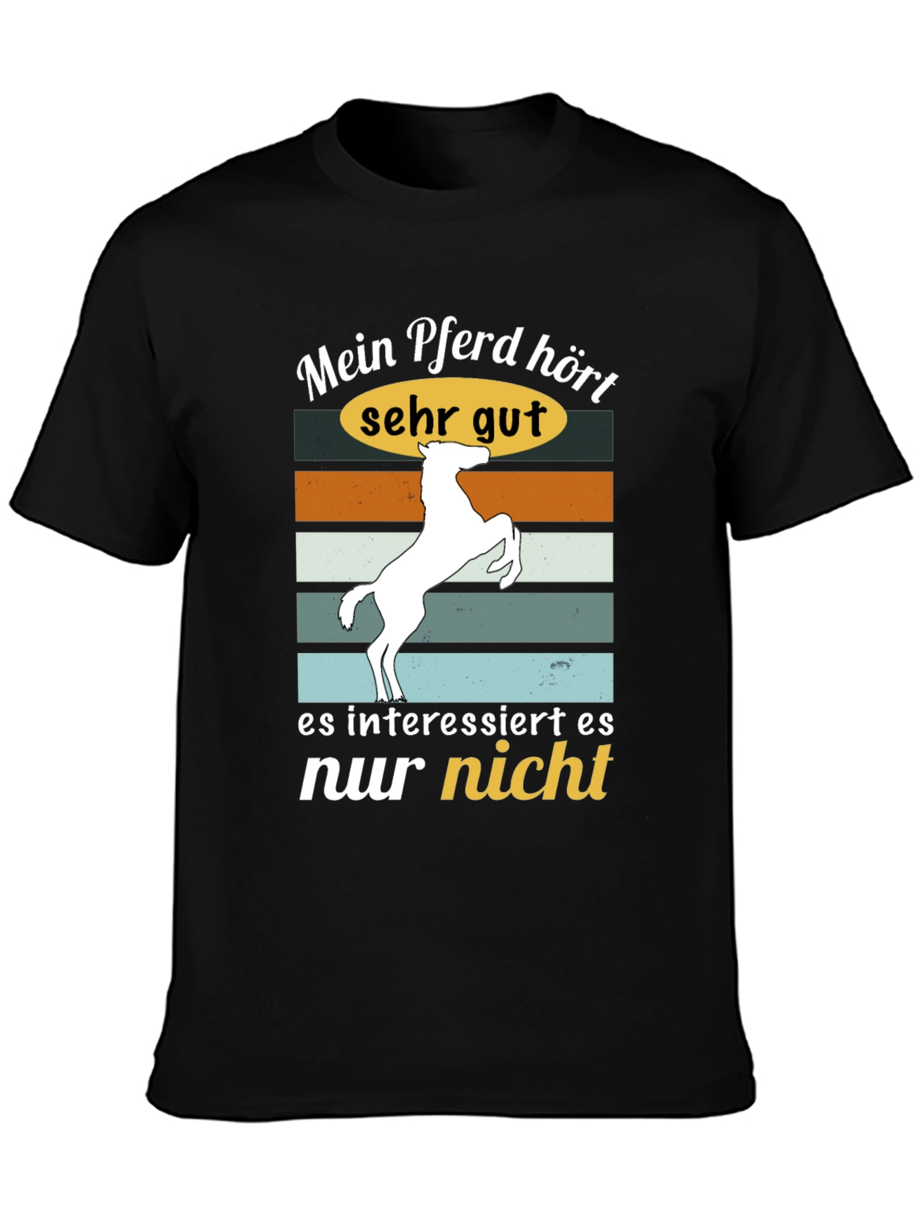 Black Funny Horse T-Shirt - Mein Pferd hört sehr gut view 3