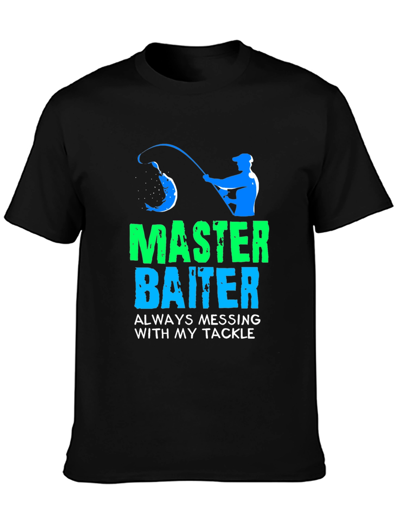 Black Master Baiter Fishing T-Shirt - Funny Angler Design view 3