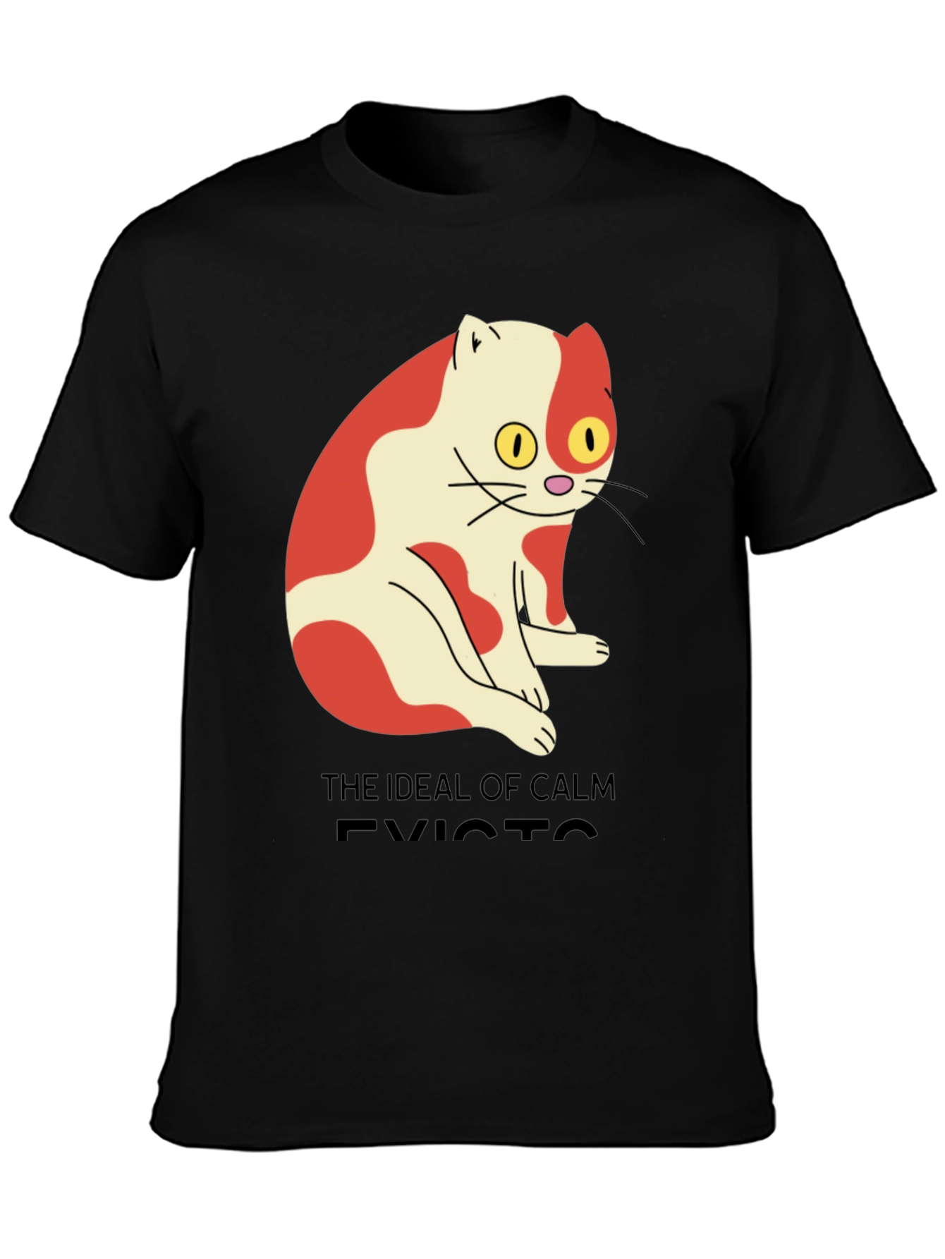 Men's "Ideal of Calm Exists" Cat Graphic T-Shirt - 3