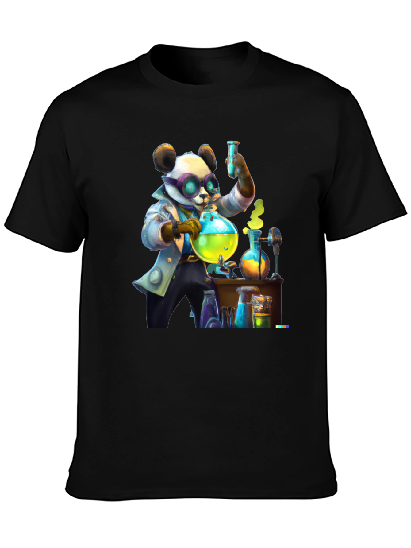Black Mad Scientist Panda T-Shirt view 3
