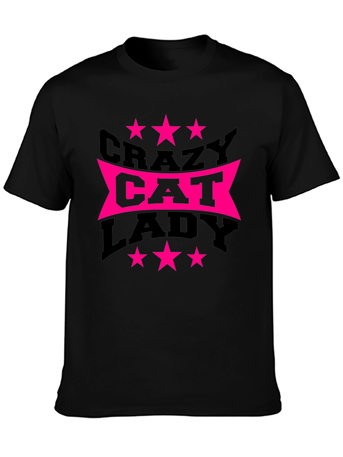Black Crazy Cat Lady T-Shirt - Novelty Graphic Tee view 3