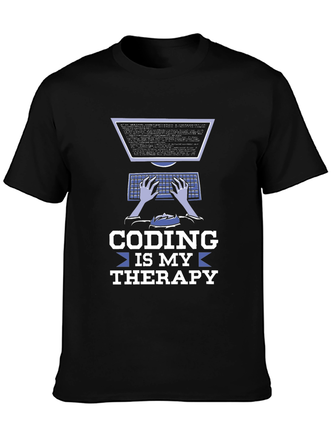 Black Coding Is My Therapy Graphic T-Shirt view 3