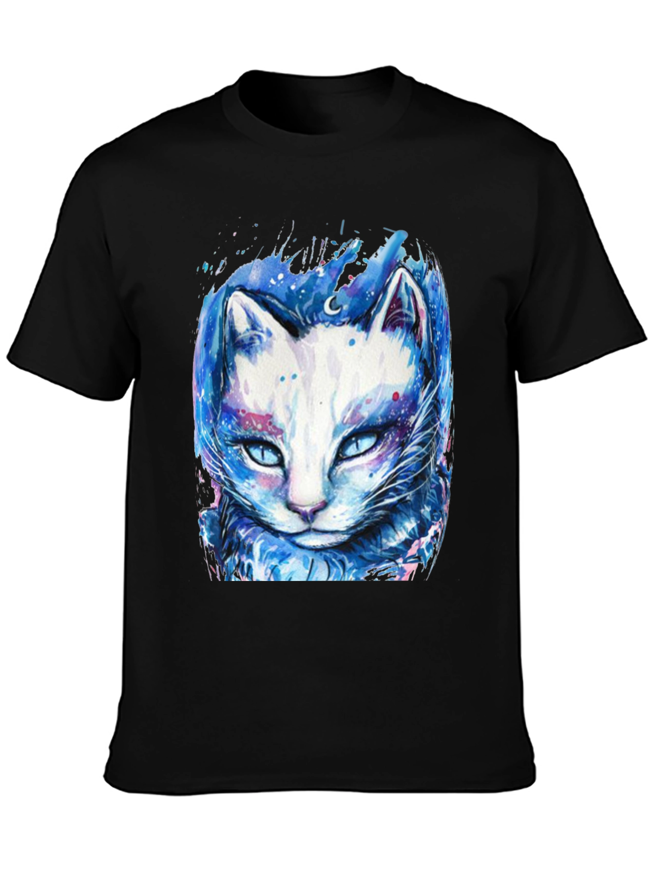 Black Cosmic Cat Graphic Tee - Black T-Shirt view 3