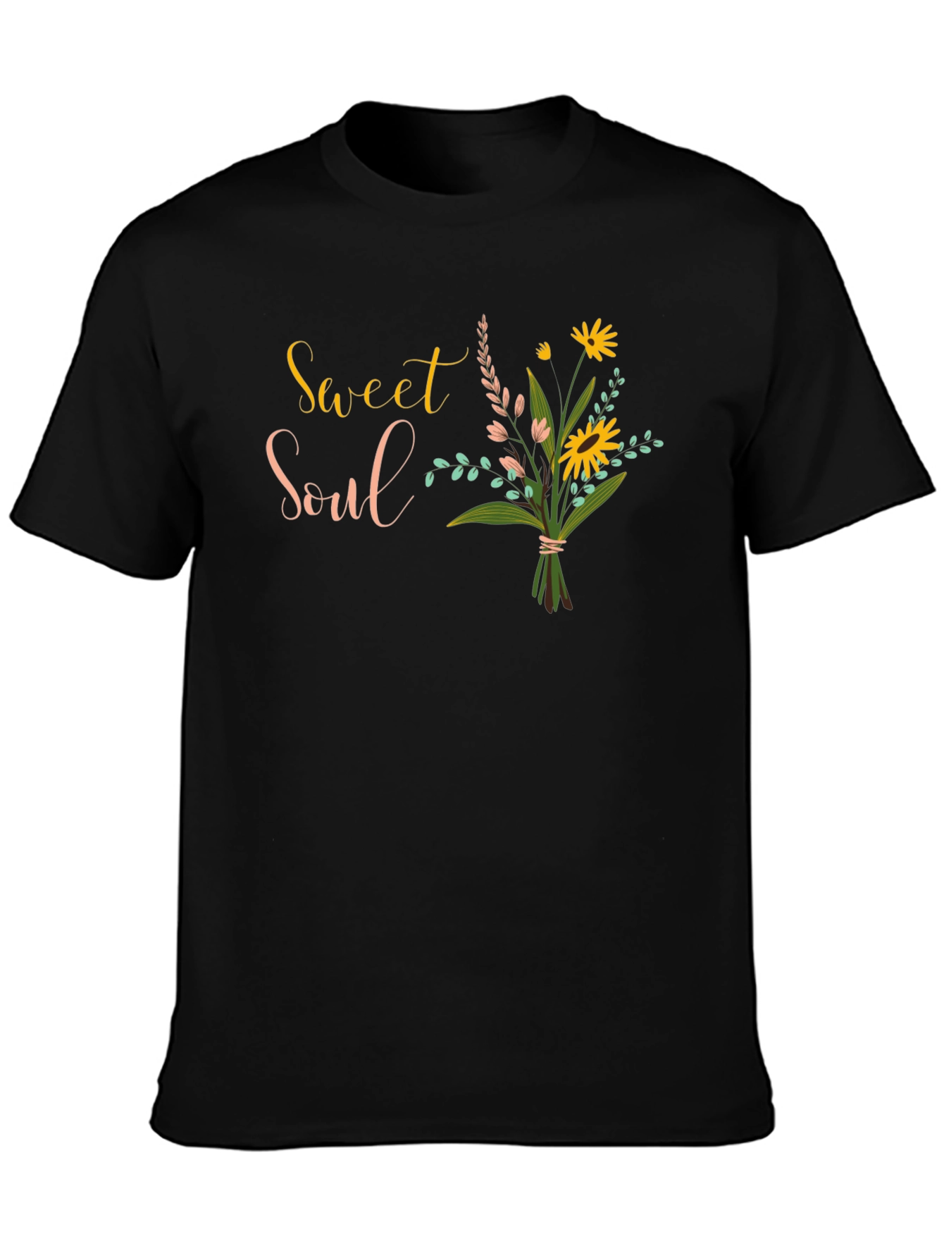 Black Sweet Soul Floral Graphic Black T-Shirt view 3