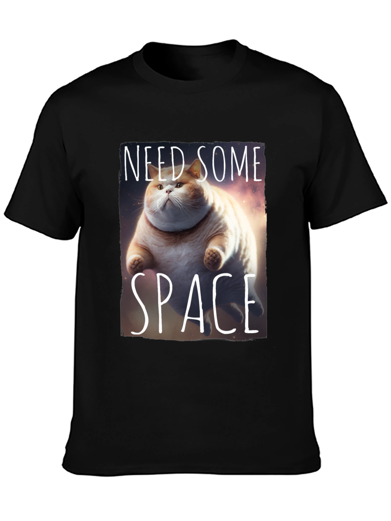 Black Need Some Space Cat T-Shirt view 3