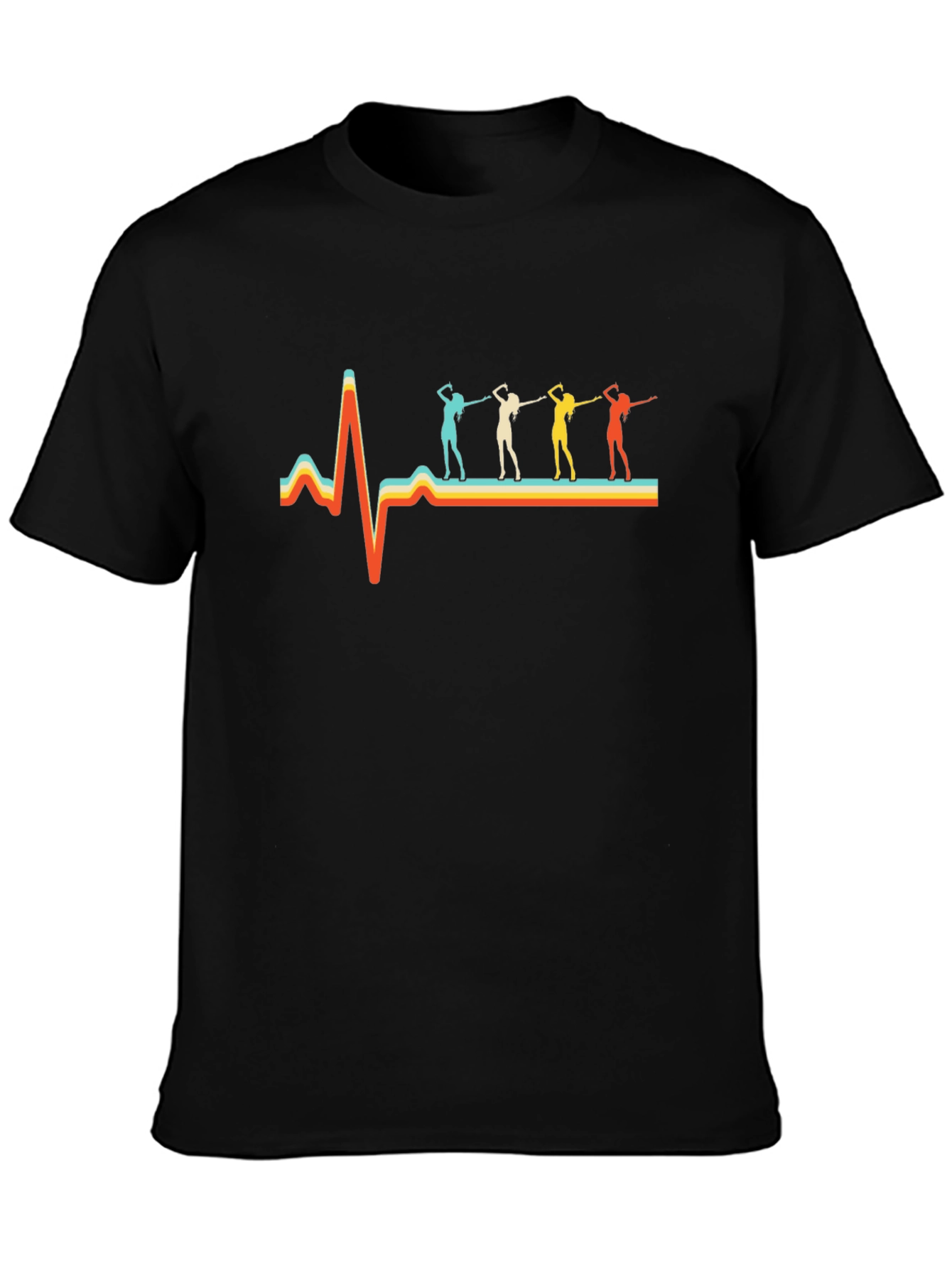 Black Retro Dance Heartbeat T-Shirt view 3