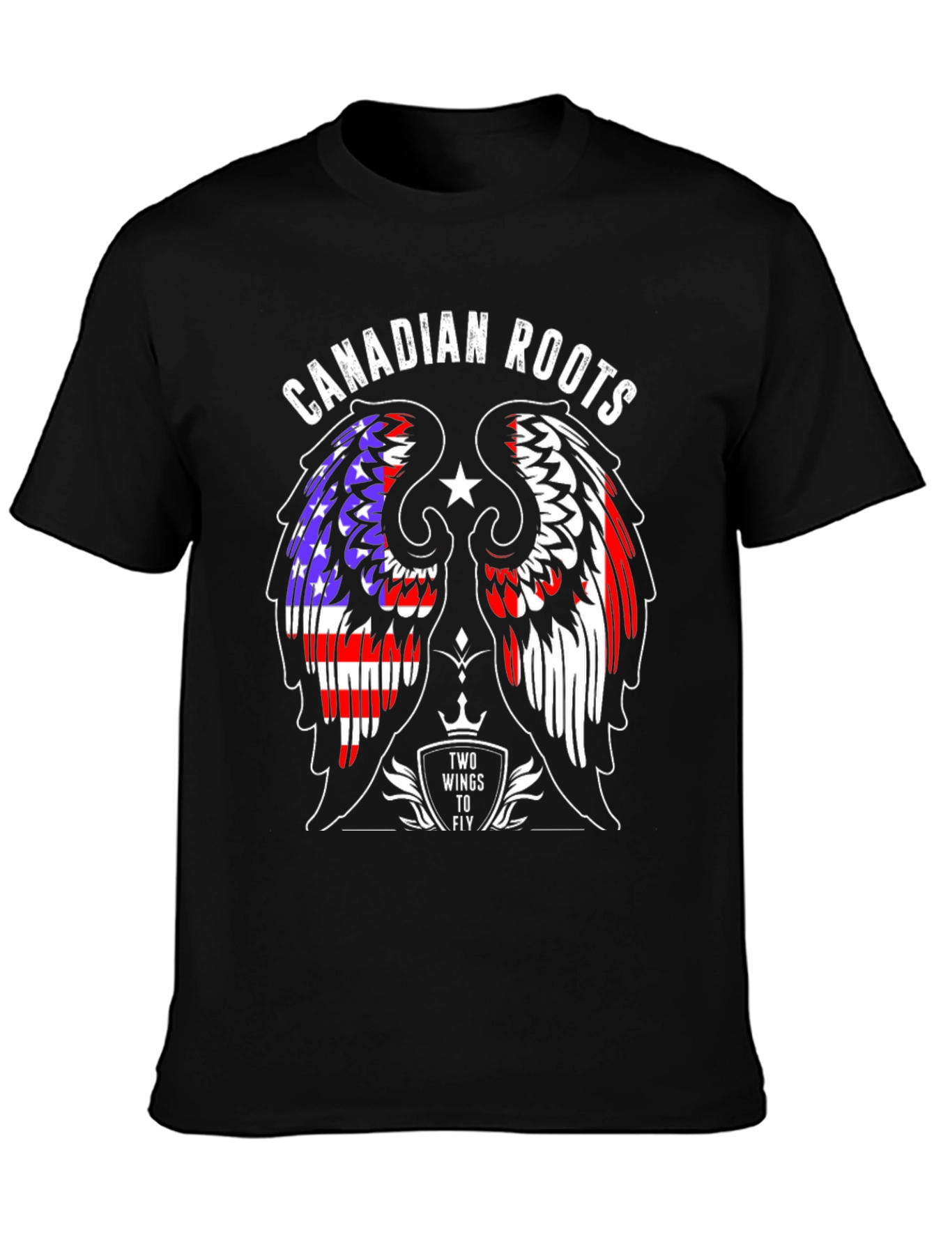 Black Canadian Roots T-Shirt - Two Wings to Fly view 3