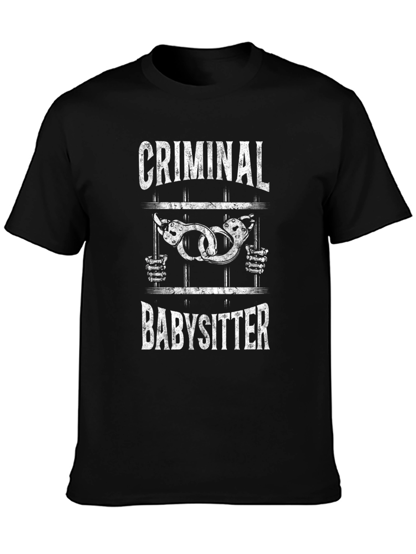 Black Criminal Babysitter Graphic Tee - Adult Humor T-Shirt view 3