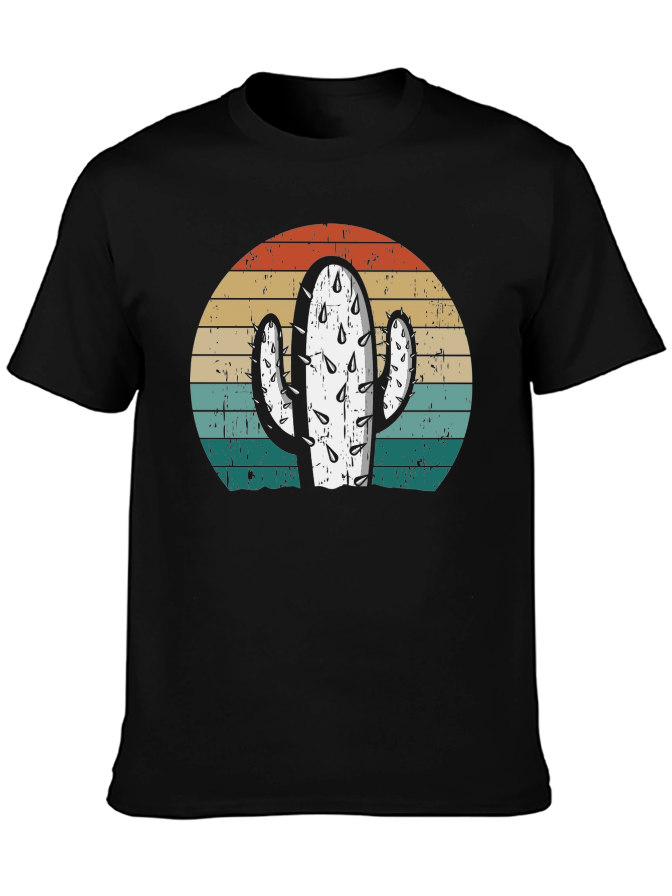 Black Retro Cactus Sunset Graphic Tee view 3