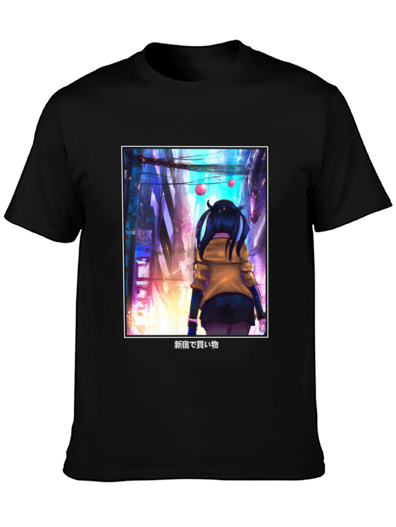 Black Anime Girl Black T-Shirt - Tokyo Streetwear Style view 3